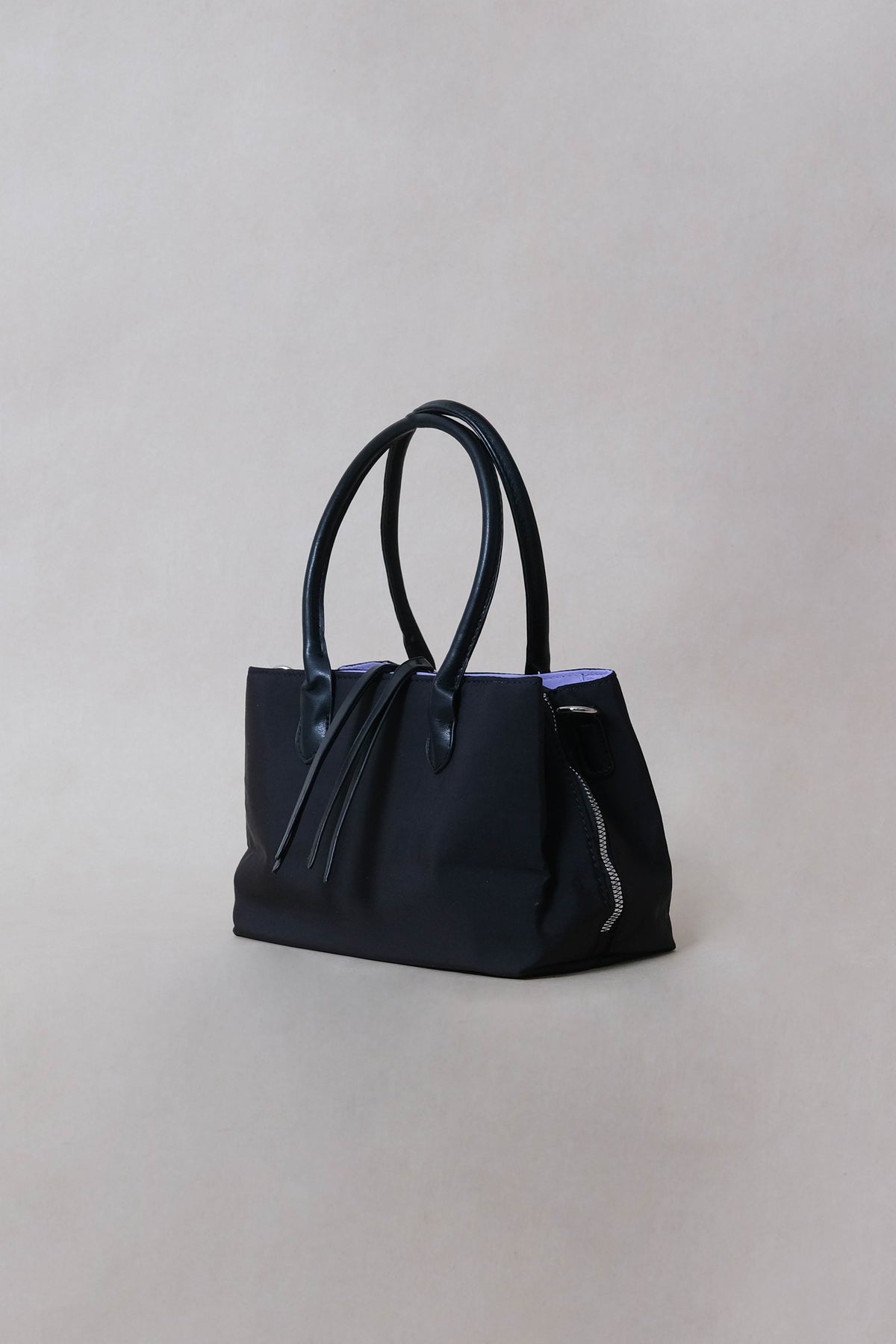 Mini Classic Flow Vegan Leather Tote - Black Purple
