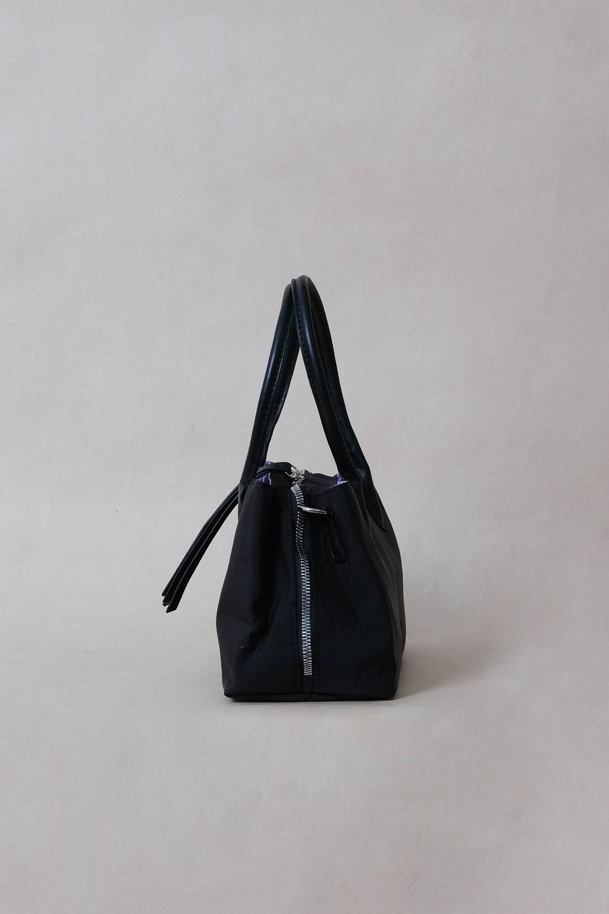Mini Classic Flow Vegan Leather Tote - Black Purple