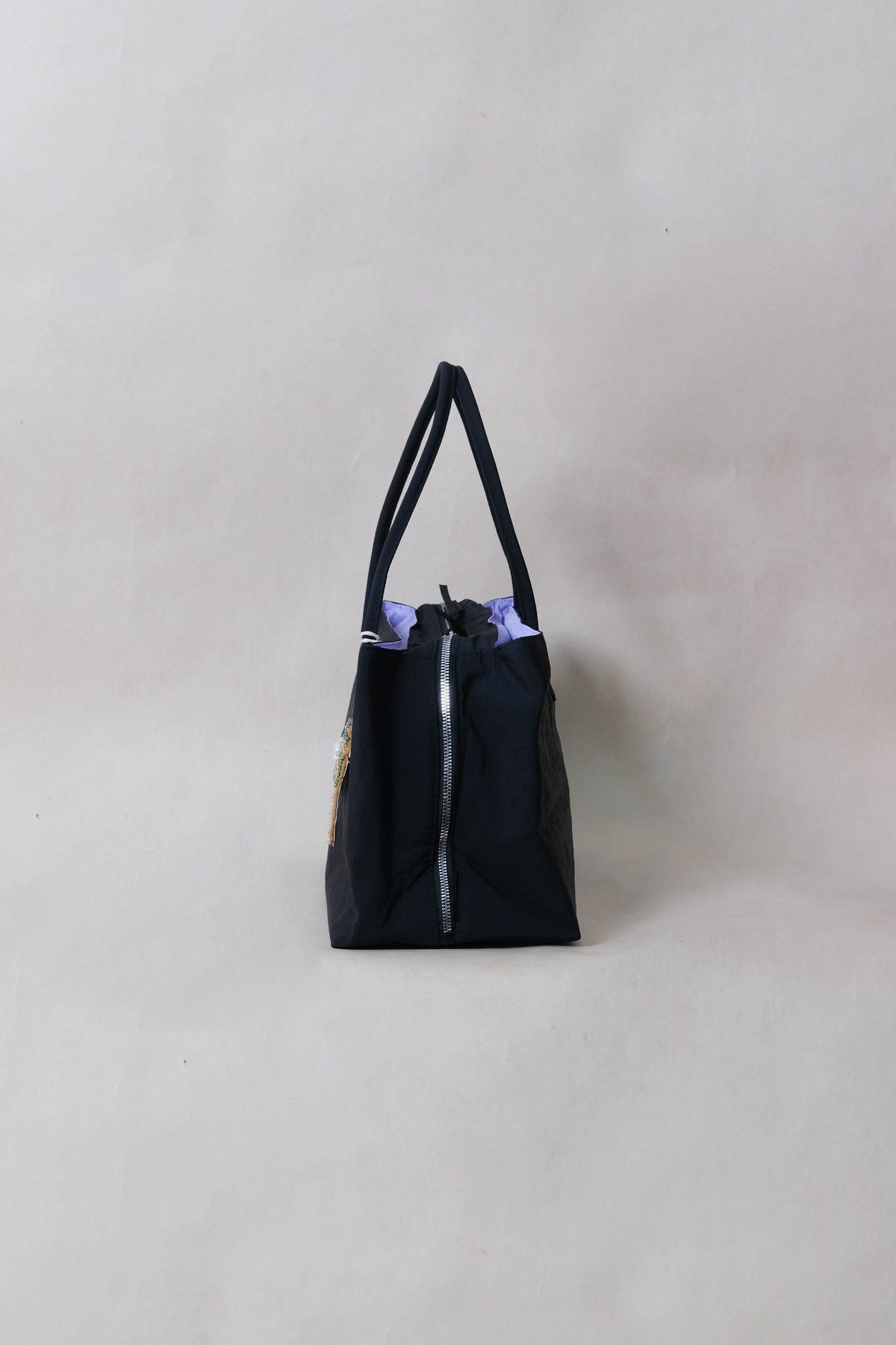 Classic Flow Nylon Tote - Black Purple (With Charm)