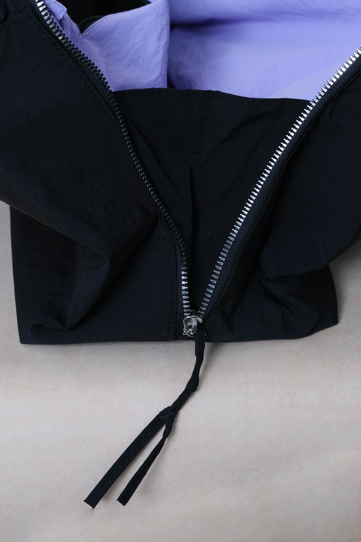 Classic Flow Nylon Tote - Black Purple (With Charm)