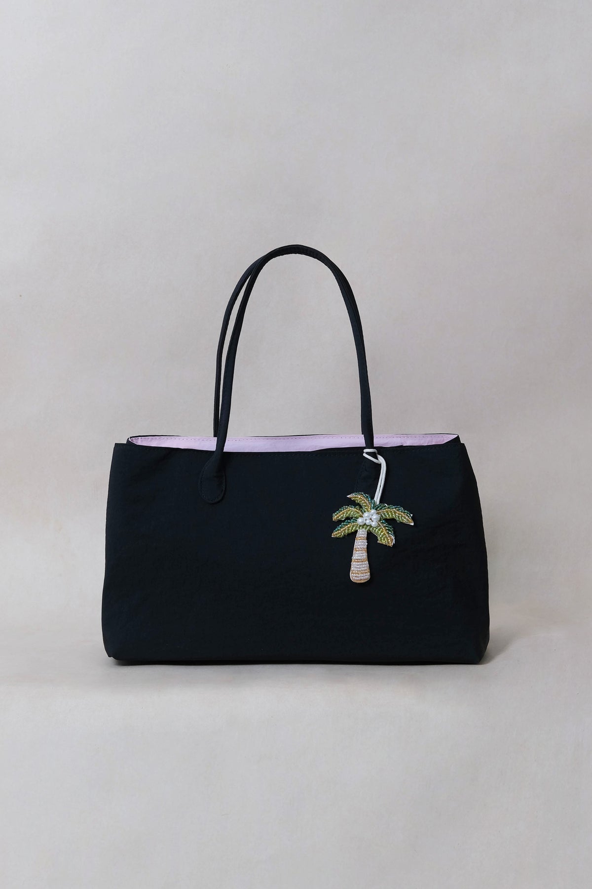 Classic Flow Nylon Tote - Black Pink (With Charm)