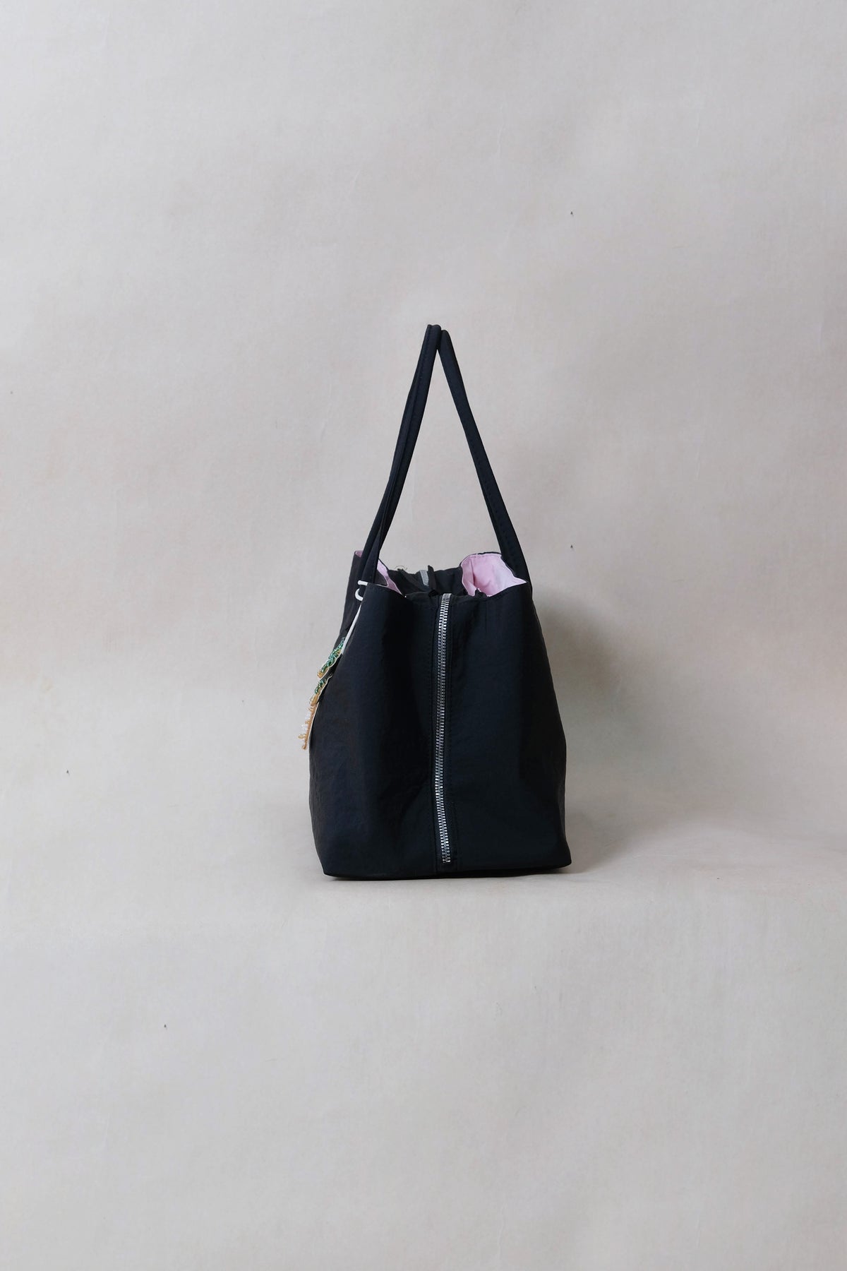 Classic Flow Nylon Tote - Black Pink (With Charm)