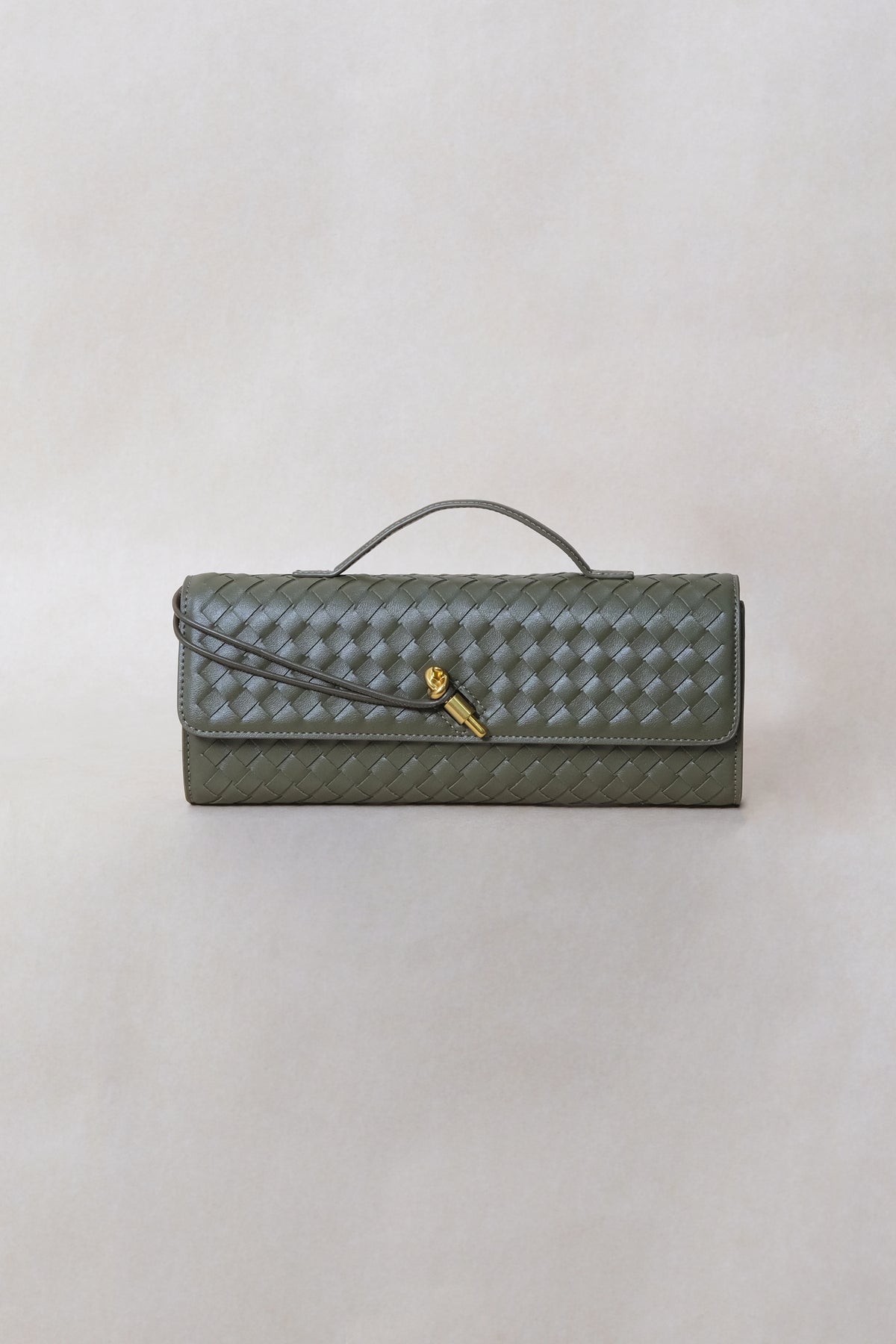 Artisan Crafted Flap Bag - Shinny Olive Green