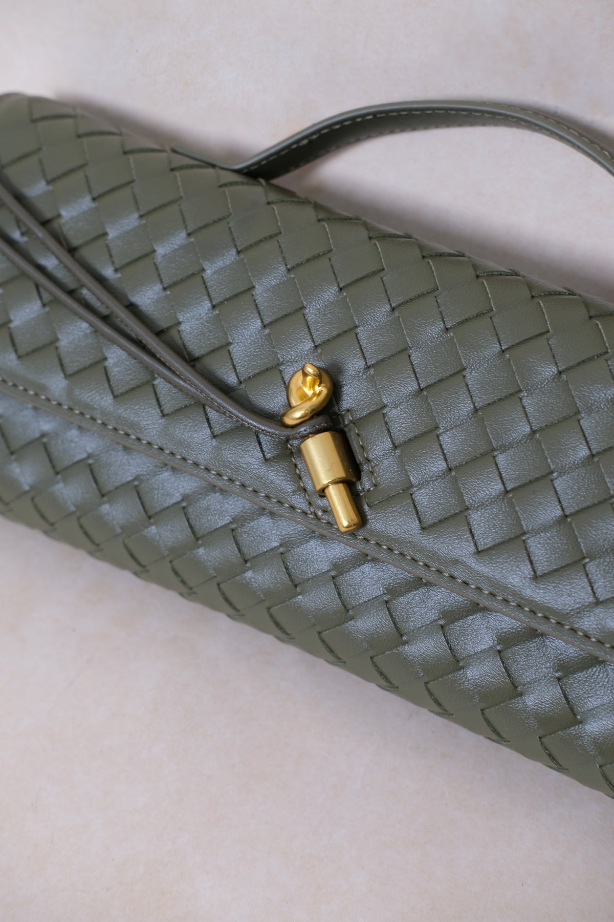 Artisan Crafted Flap Bag - Shinny Olive Green