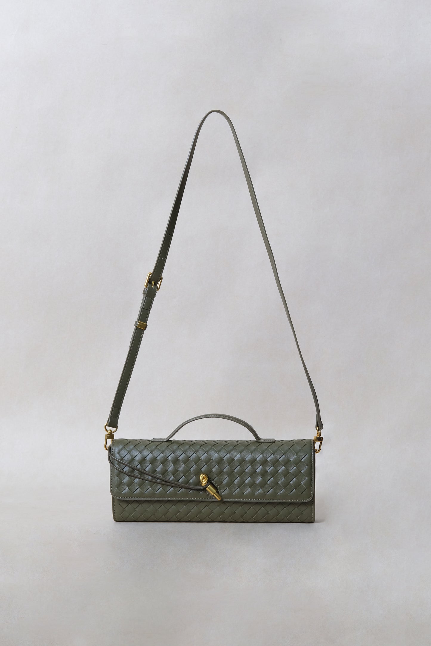 Artisan Crafted Flap Bag - Shinny Olive Green