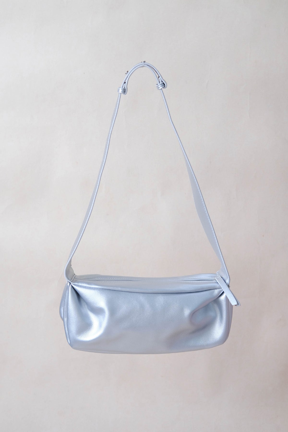 PU Soft Leather Pillow Bag in Silver
