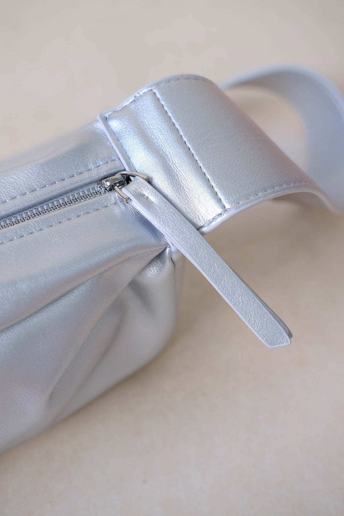 PU Soft Leather Pillow Bag in Silver