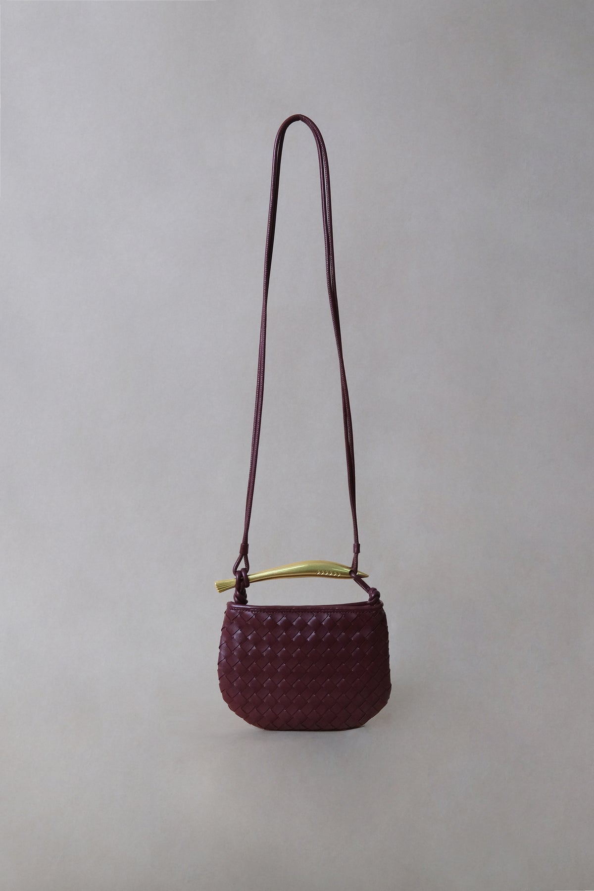 Mini Artisan Classic Dumpling Bag - Shinny Wine Red