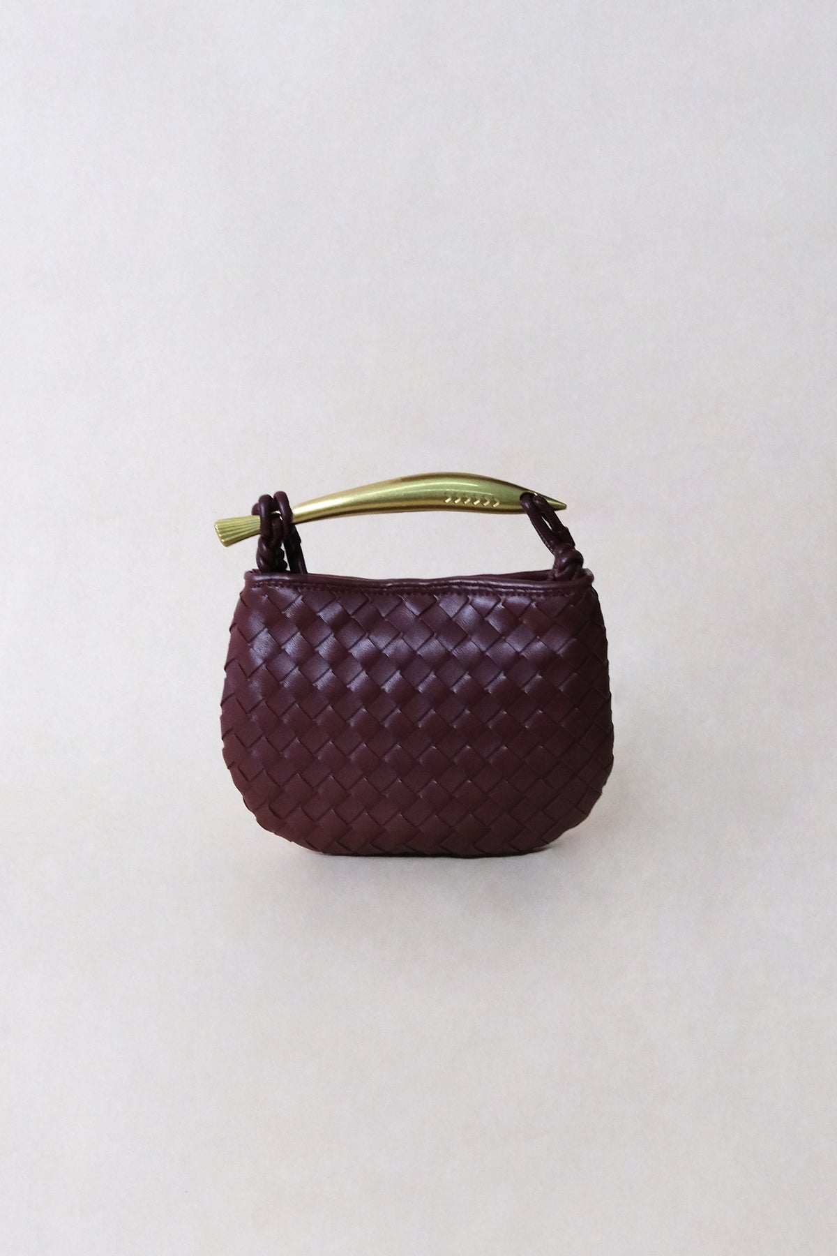 Mini Artisan Classic Dumpling Bag - Shinny Wine Red