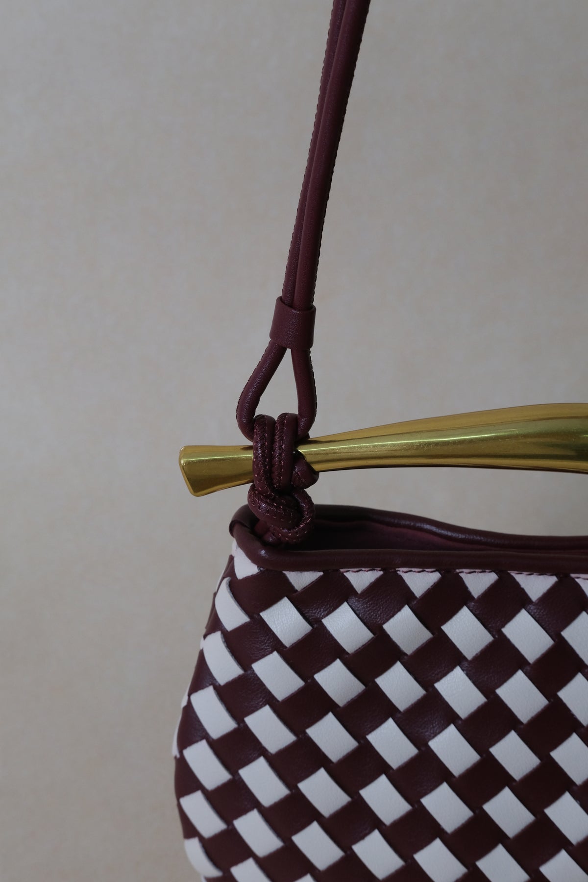 Mini Artisan Classic Dumpling Bag - Burgundy & Ivory Plaid