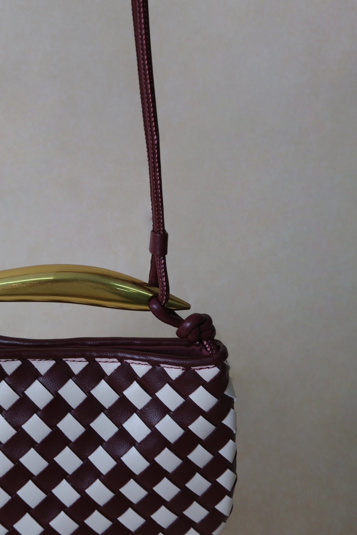 Mini Artisan Classic Dumpling Bag - Burgundy & Ivory Plaid