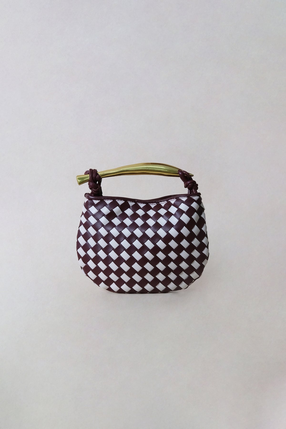 Mini Artisan Classic Dumpling Bag - Burgundy & Ivory Plaid