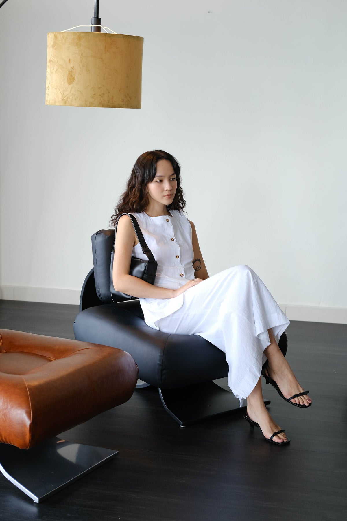 Sleeveless Vest + High Waist Skirt in Snow White Suit