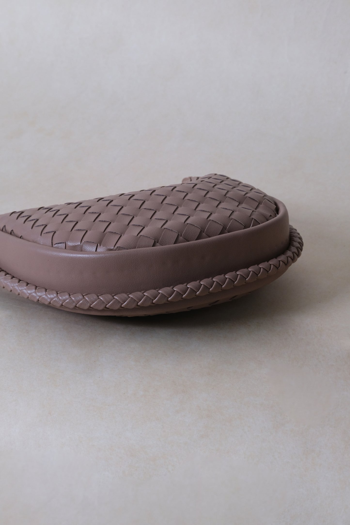 Artisan Elegance Crescent Bag - Greyish Brown
