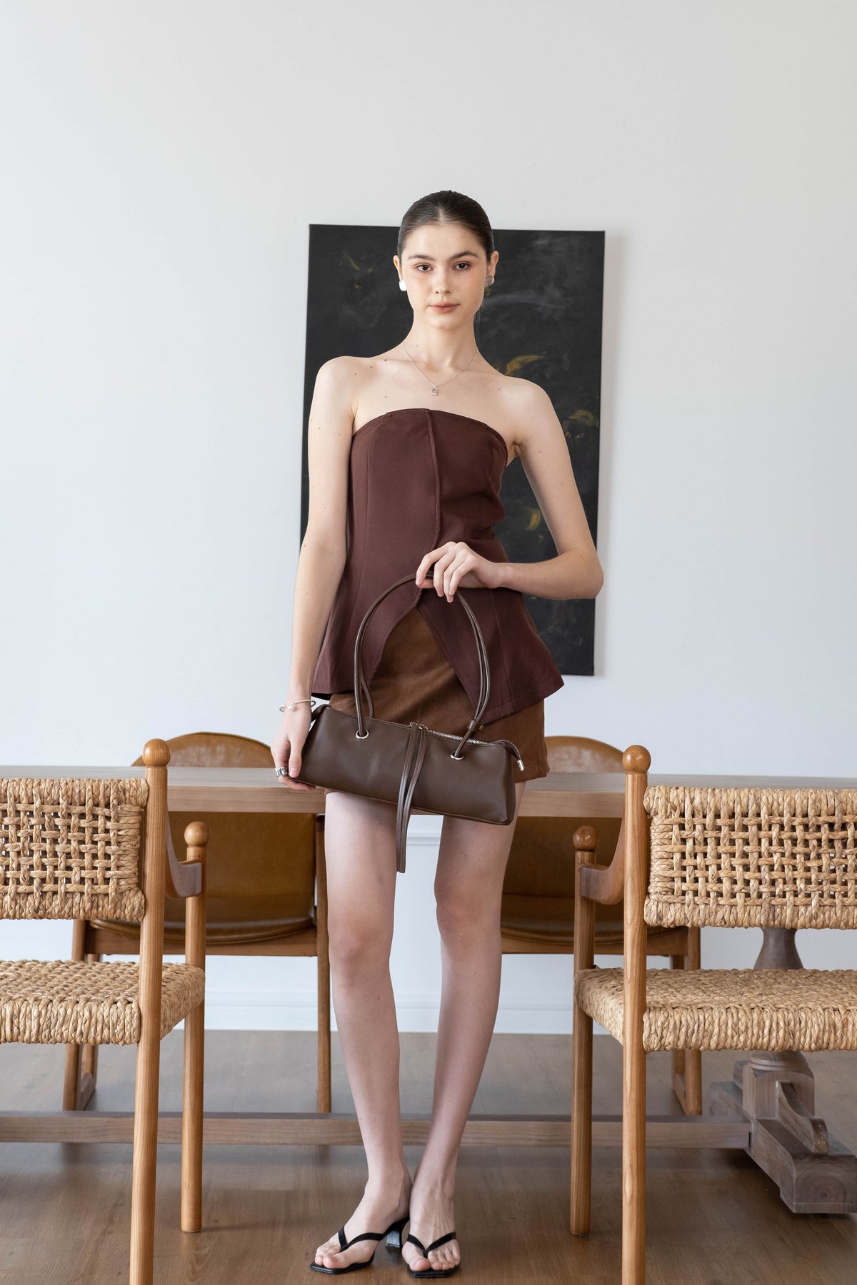 Retro Chic Suede Pencil Skirt