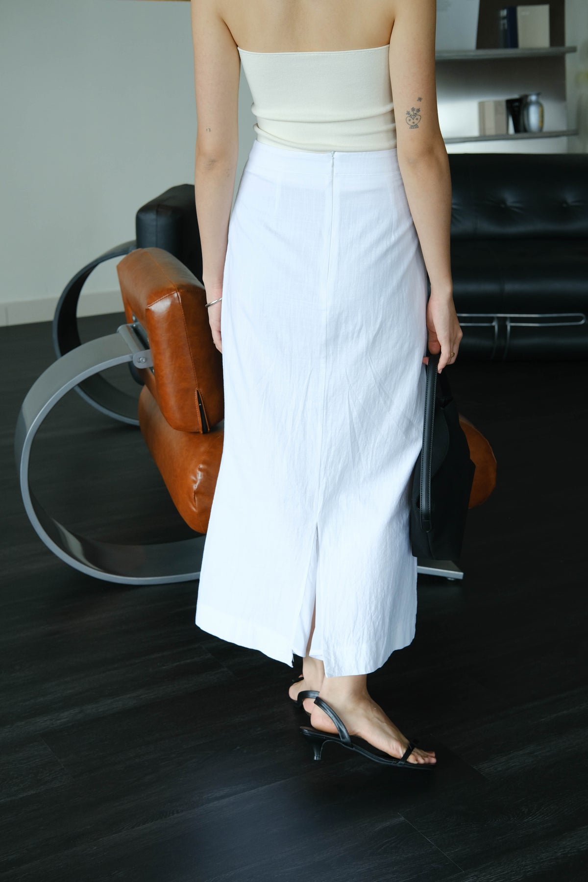 Sleeveless Vest + High Waist Skirt in Snow White Suit