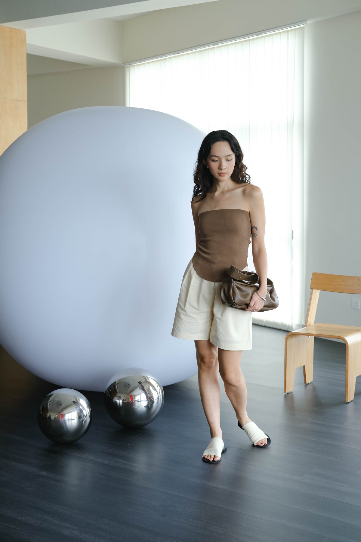 French Cotton Top + Linen Sleeveless Vest Short Pants in Cream White Suit