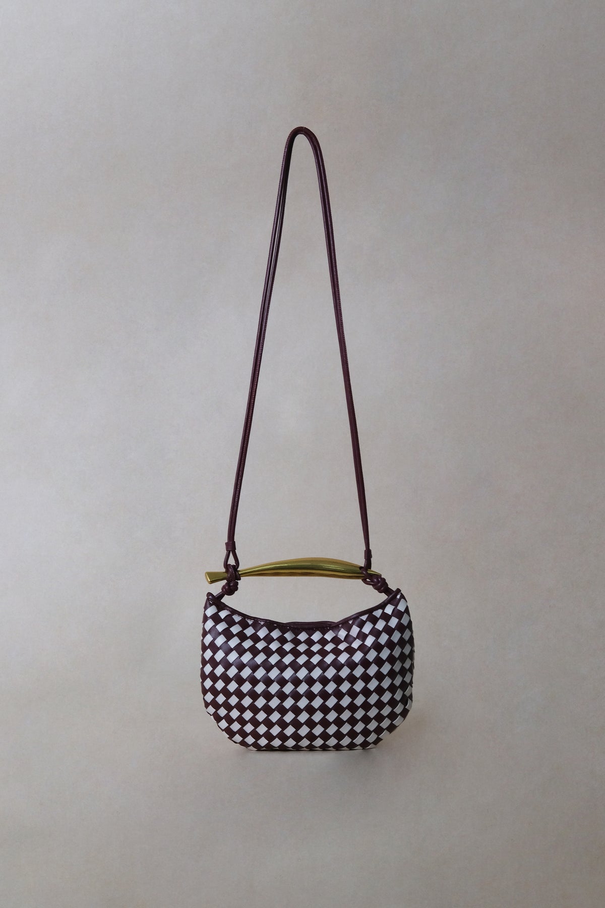 Artisan Classic Dumpling Bag - Burgundy & Ivory Plaid