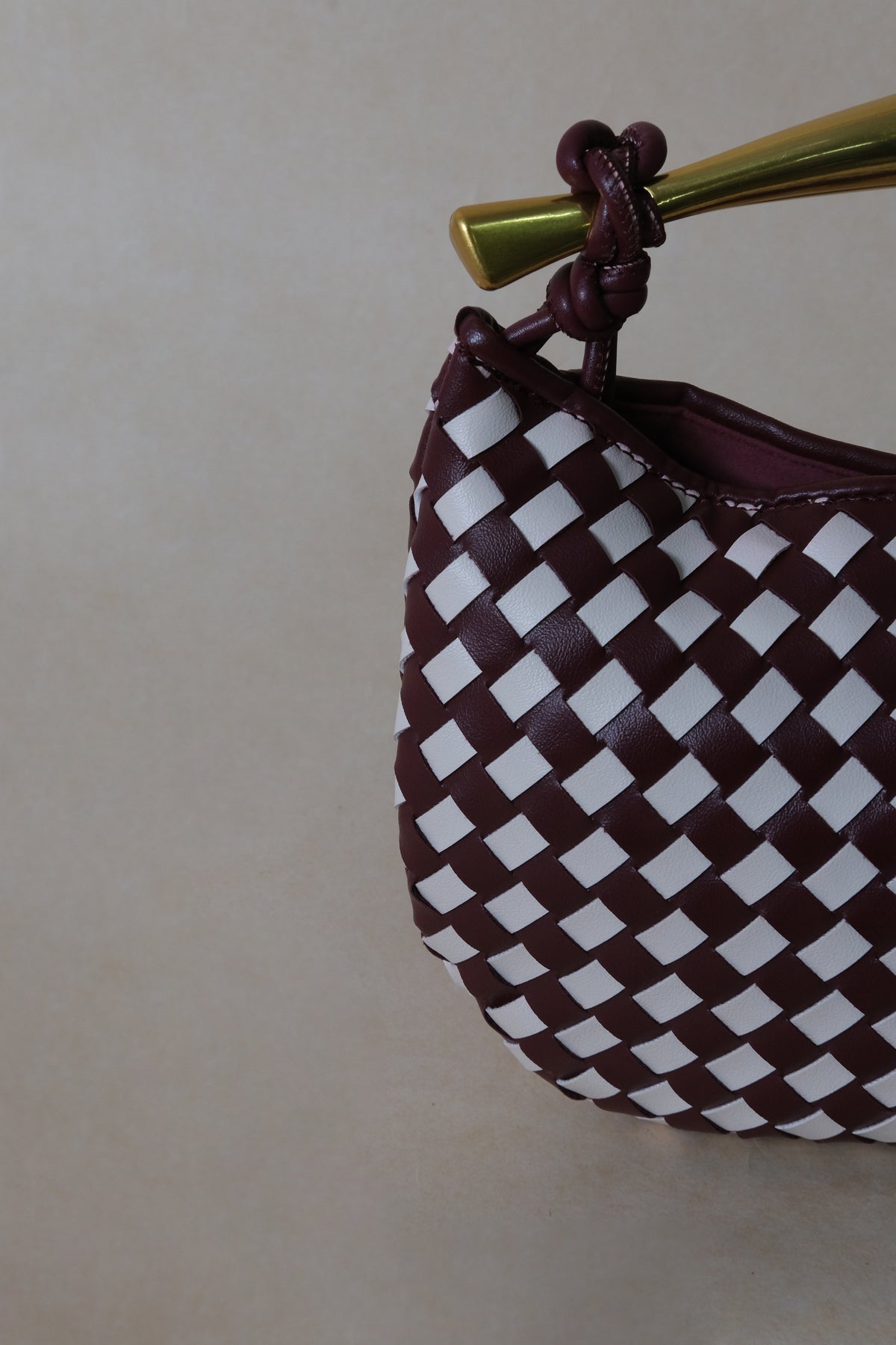 Artisan Classic Dumpling Bag - Burgundy & Ivory Plaid