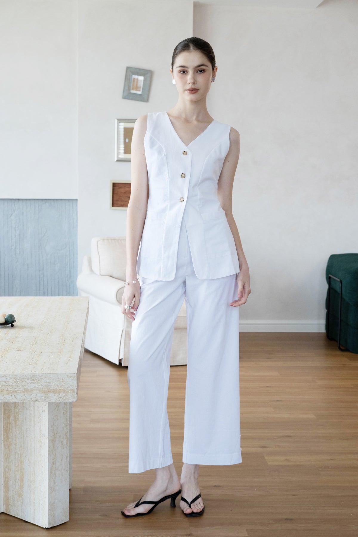 Classic Contour Vest & Trouser Set - White