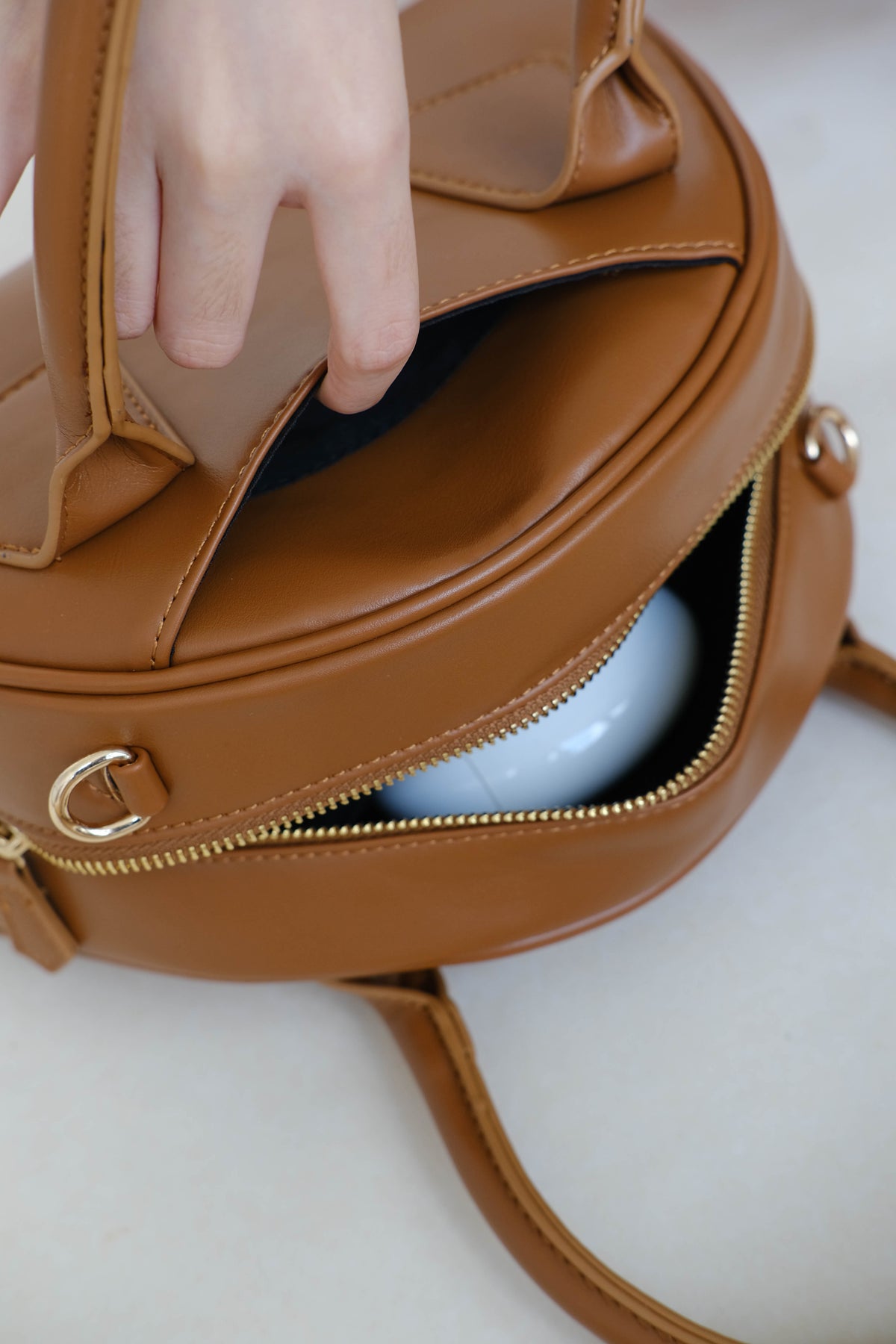 Japanese Triangular Rice Ball Shoulder Crossbody Bag in Light Brown