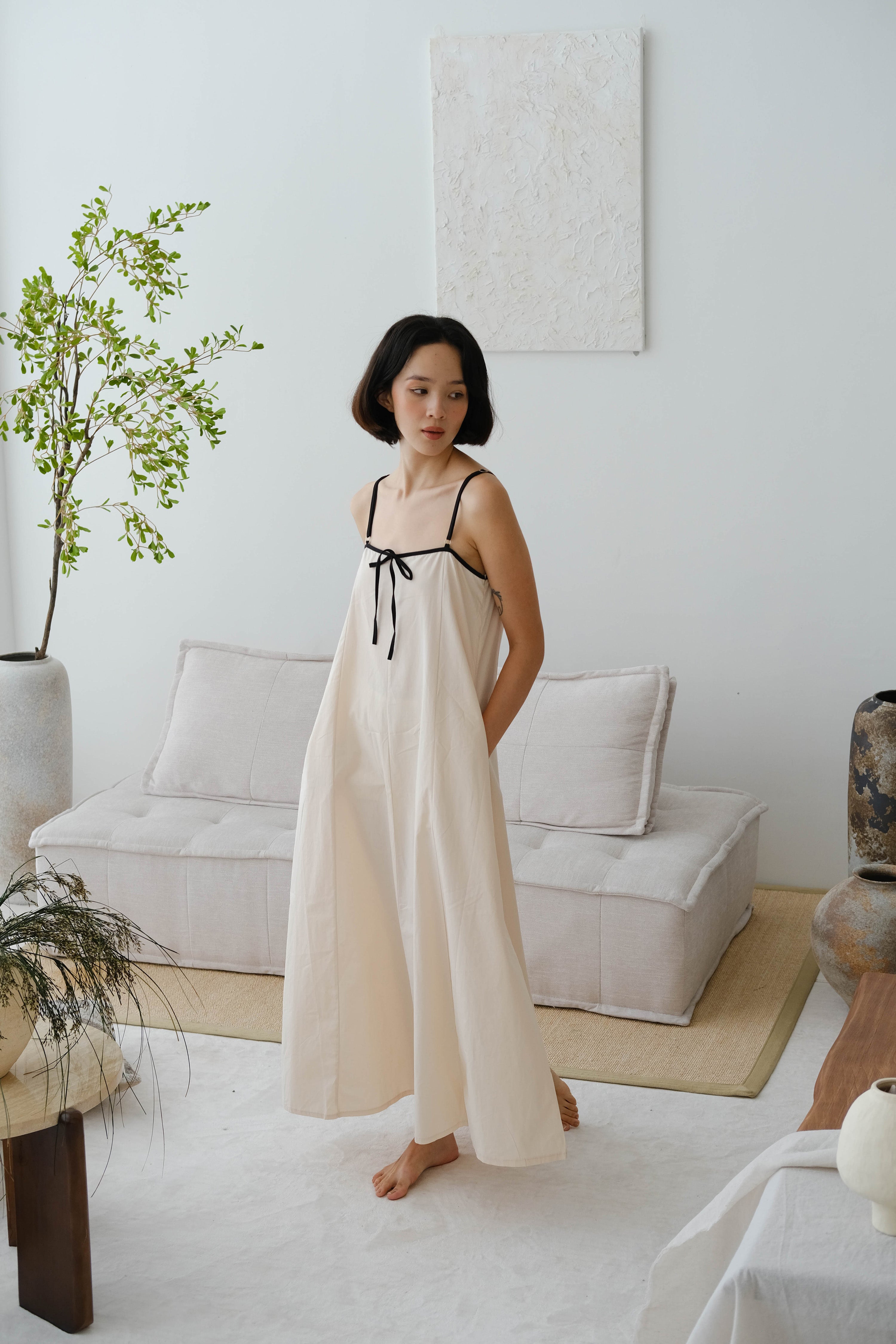 French Contrast Cotton Suspender Dress – S A O U