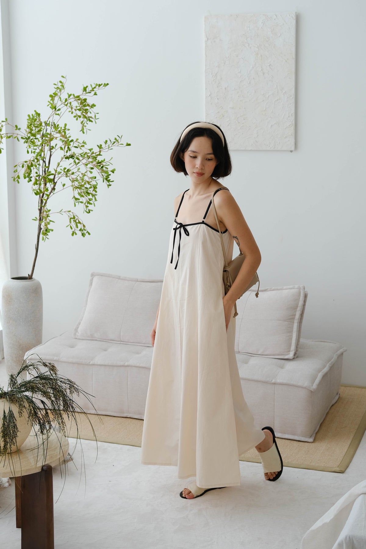 French Contrast Cotton Suspender Dress