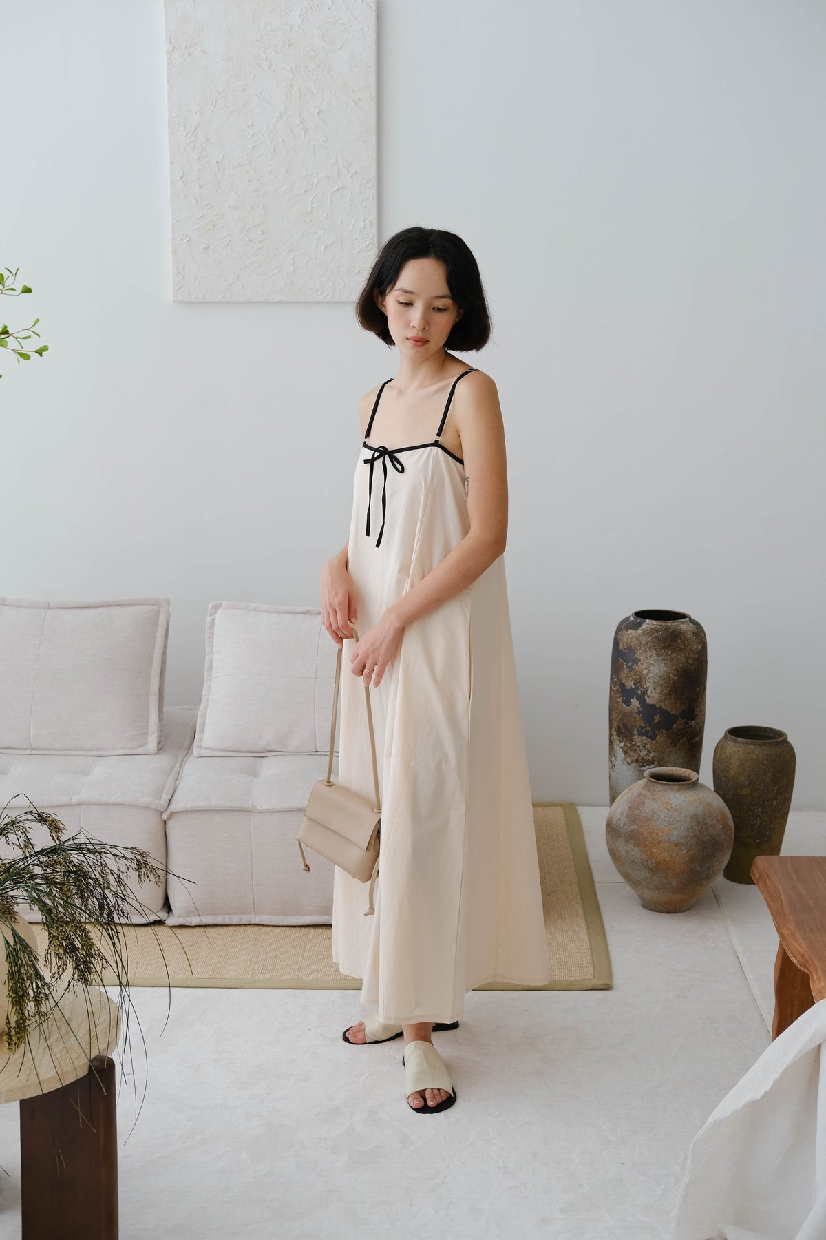 French Contrast Cotton Suspender Dress