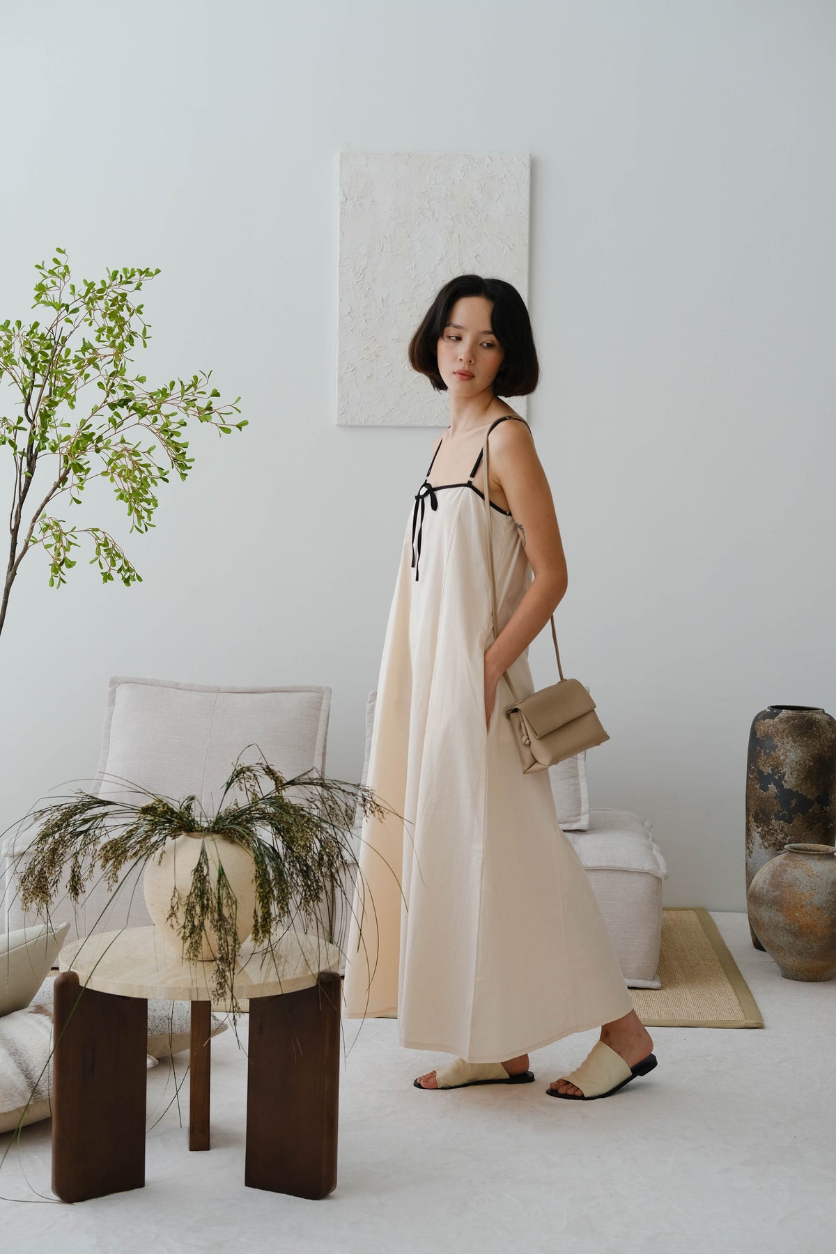 French Contrast Cotton Suspender Dress