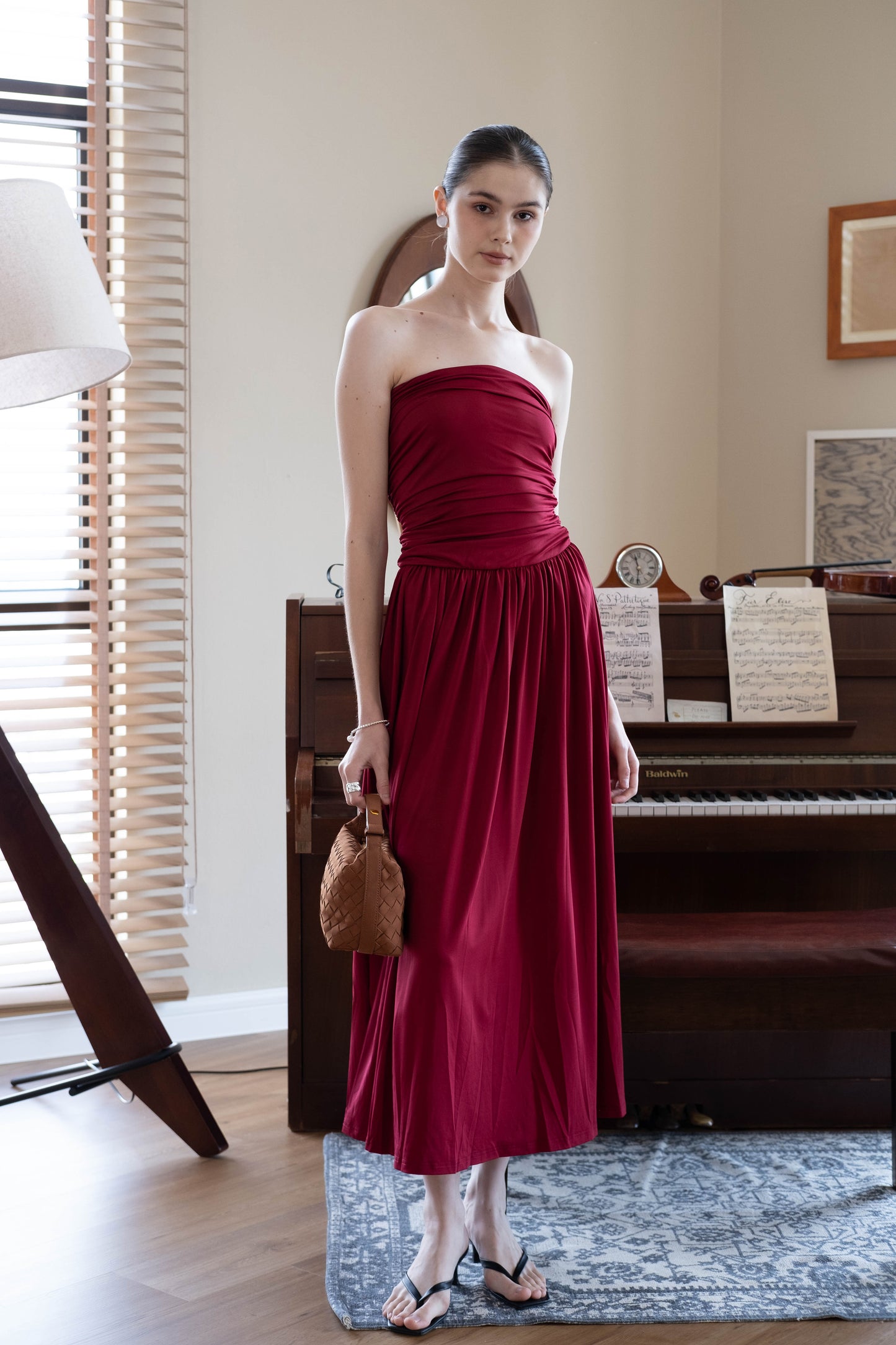 Luna Muse Draped Maxi Dress - Red