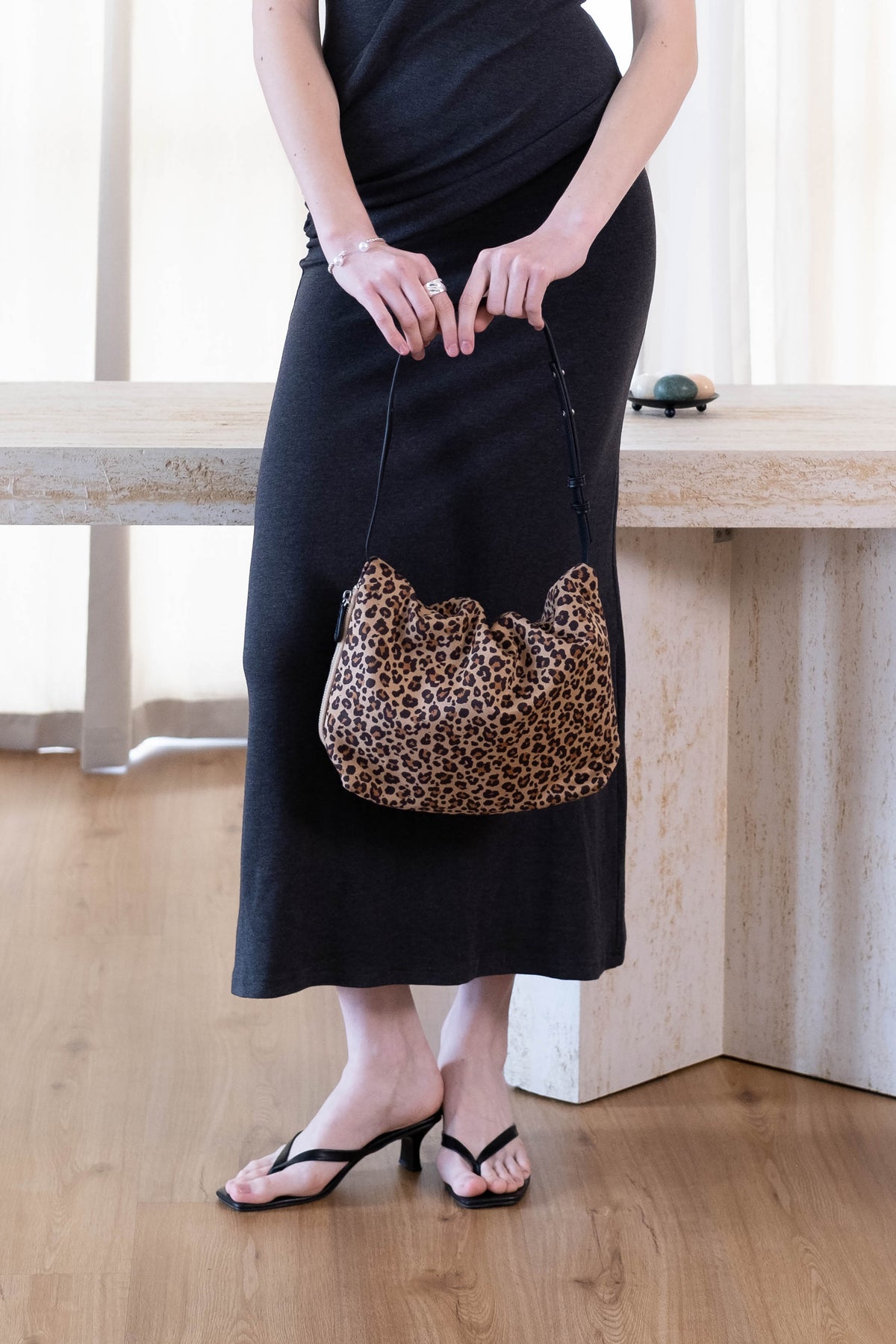 Classic Ruched Bag - Cocoa Leopard Print
