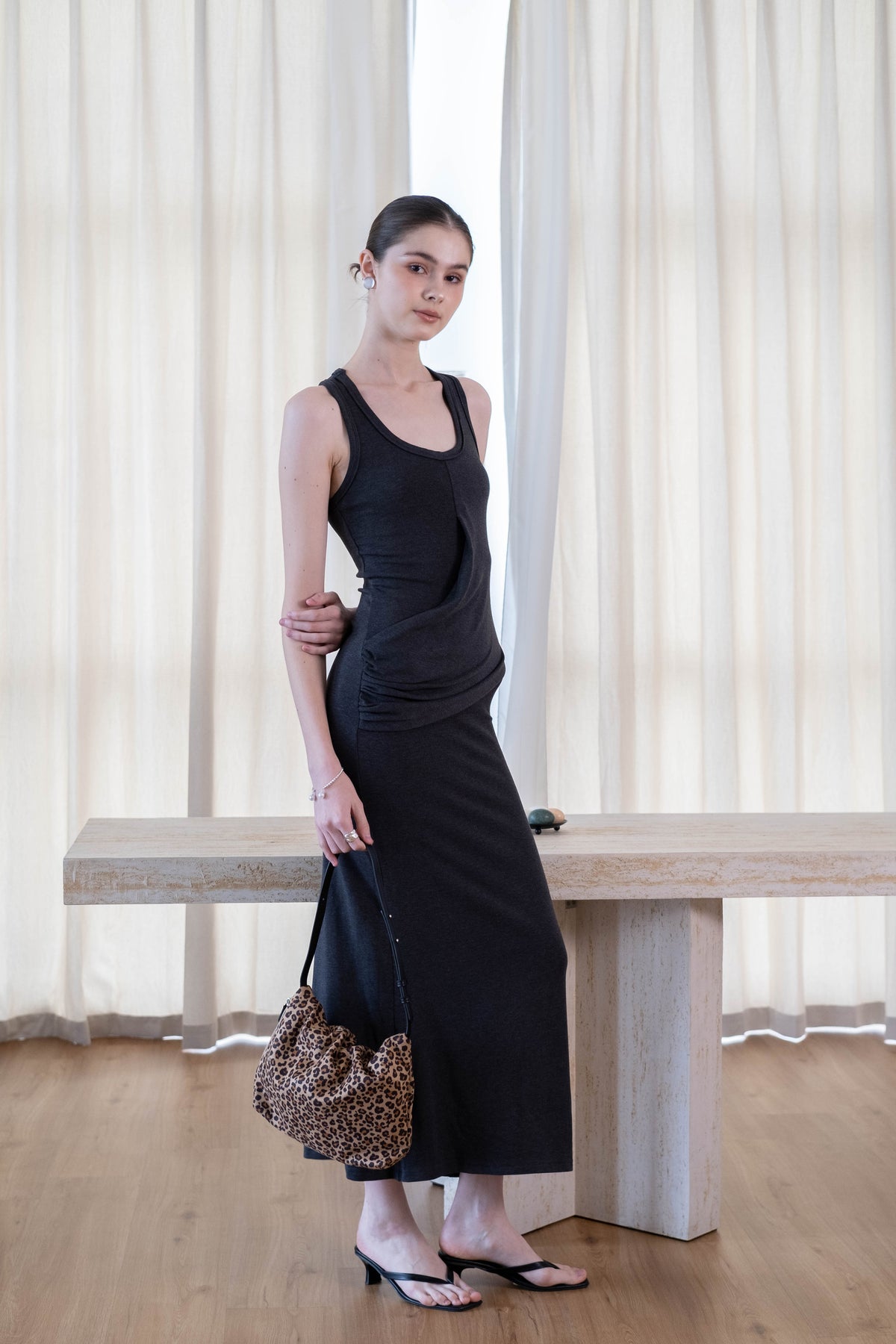 Classic Ruched Bag - Cocoa Leopard Print