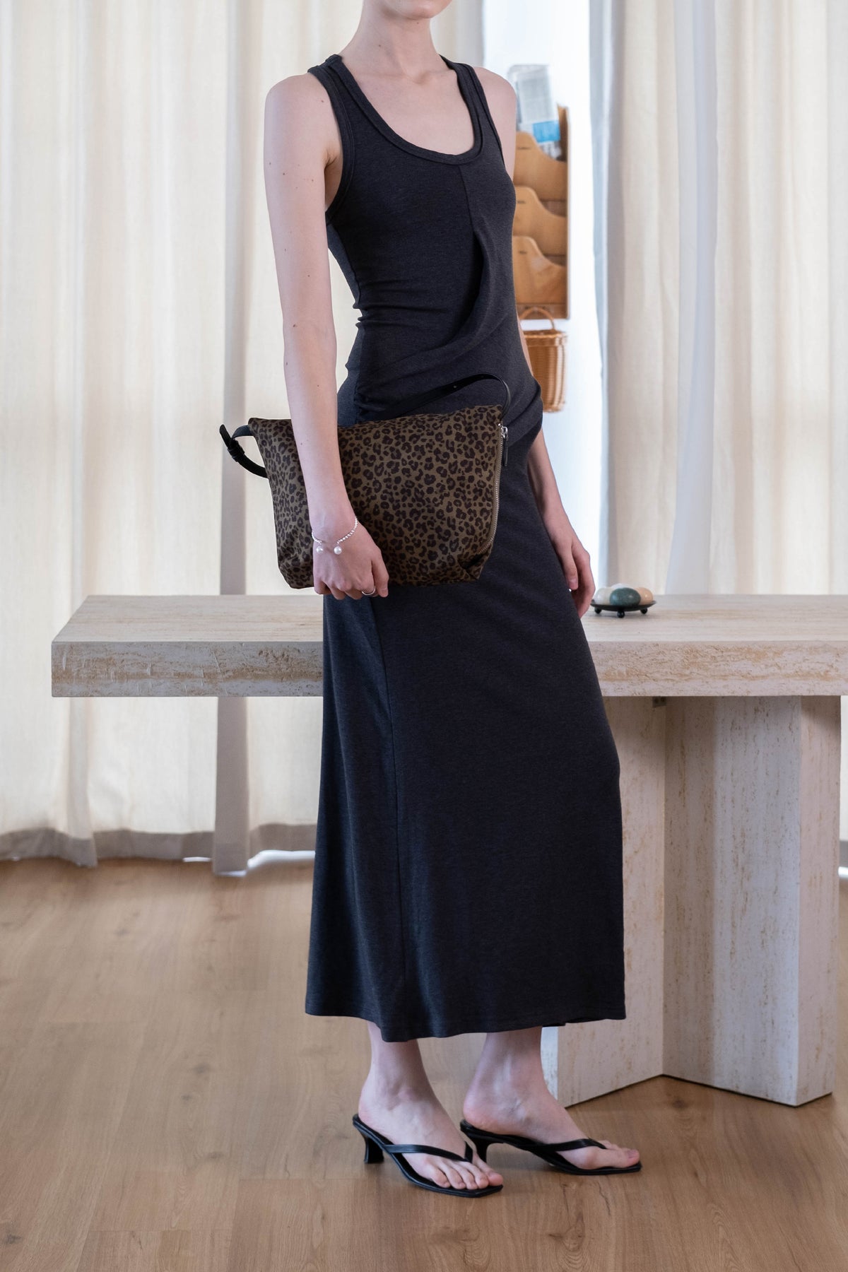Classic Ruched Bag - Green Leopard Print
