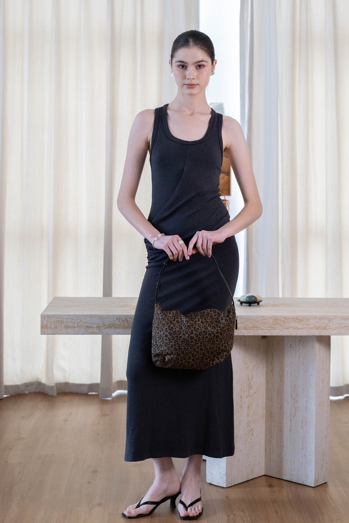 Classic Ruched Bag - Green Leopard Print