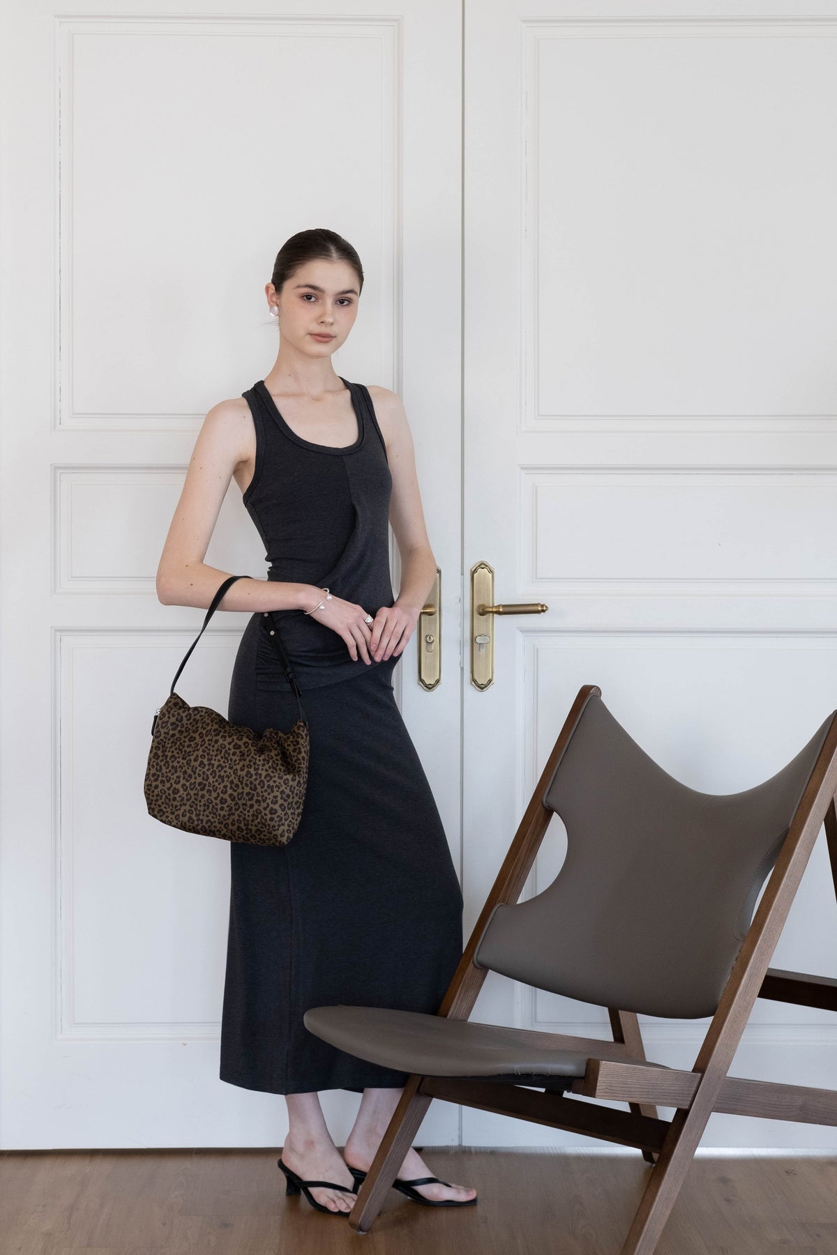 Classic Ruched Bag - Green Leopard Print
