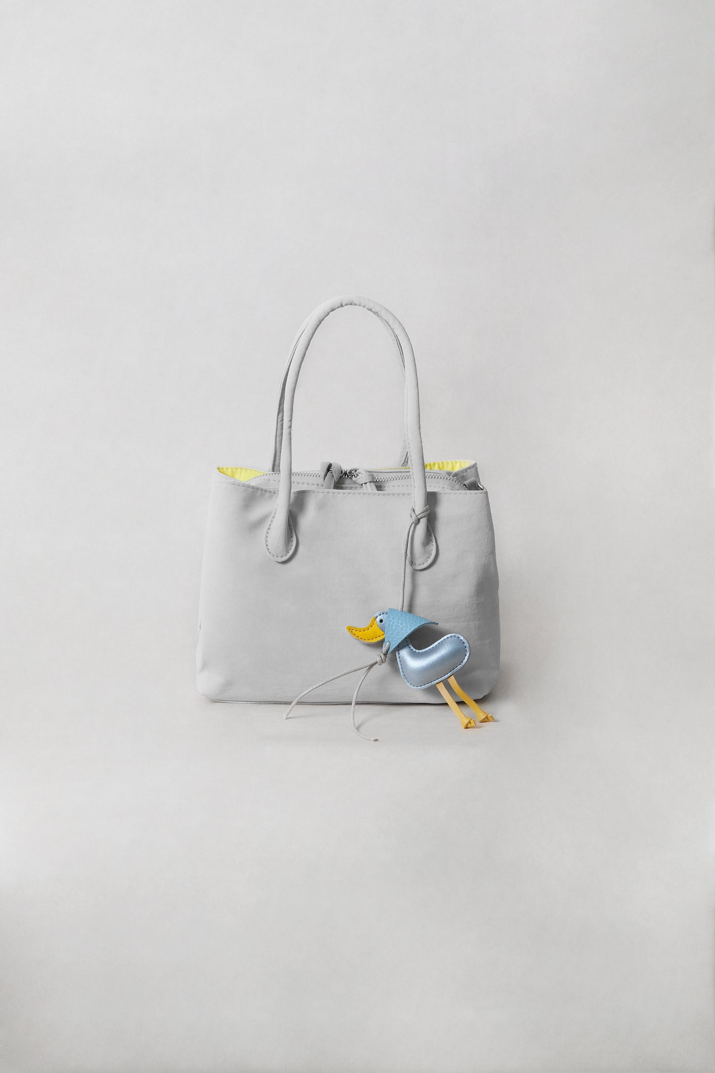 Mini Classic Flow Nylon Tote - Grey Yellow (With Charm)