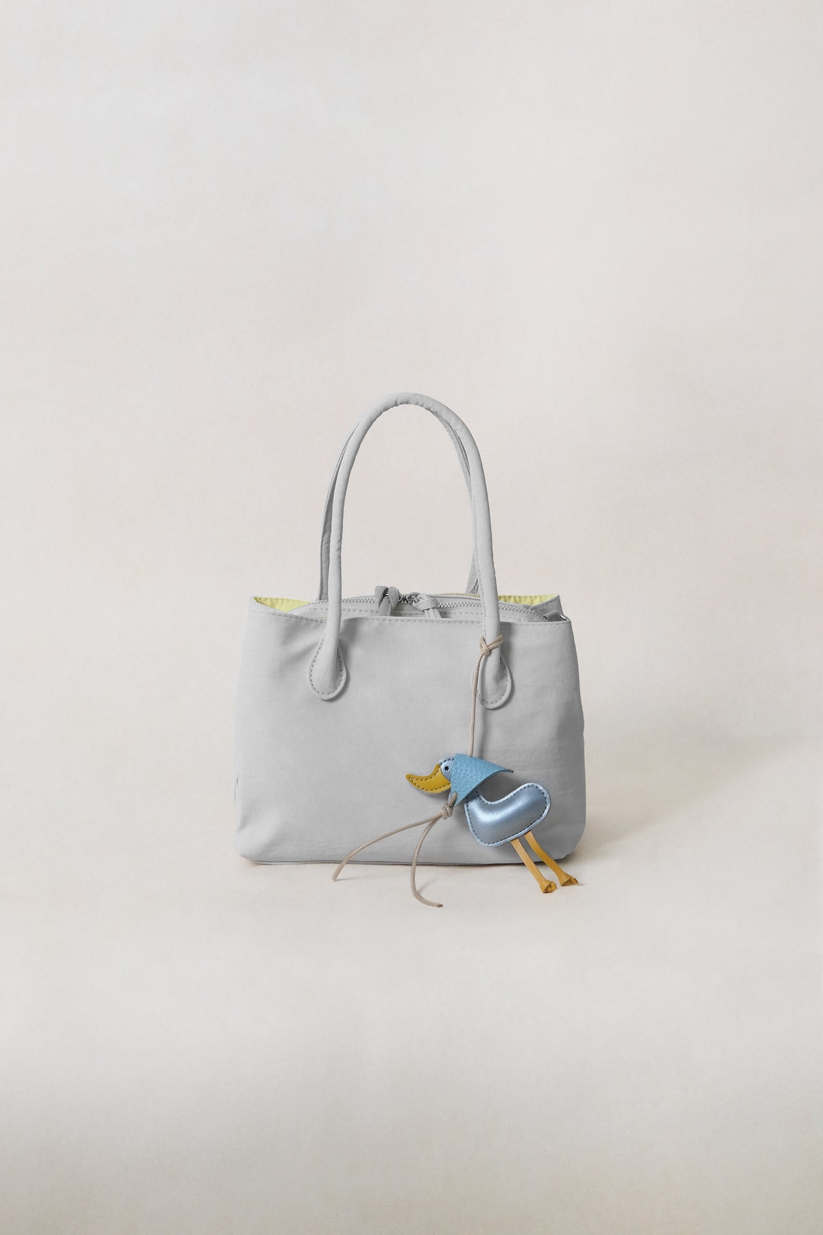 Mini Classic Flow Nylon Tote - Grey Yellow (With Charm)