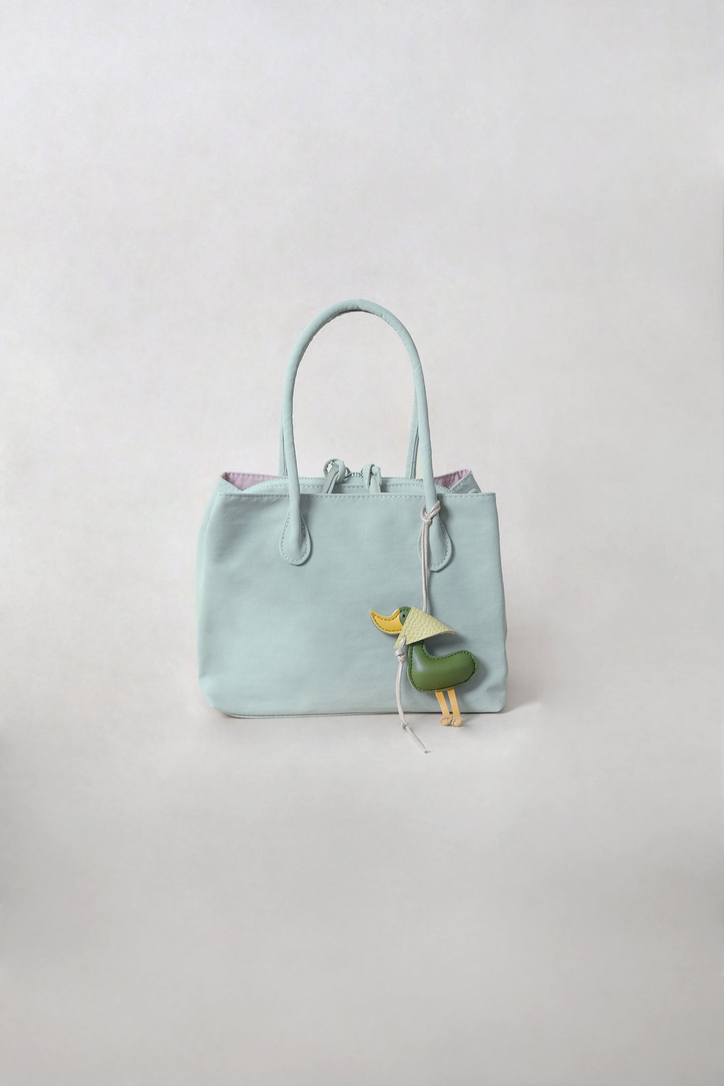 Mini Classic Flow Nylon Tote - Mint Pink (With Charm)