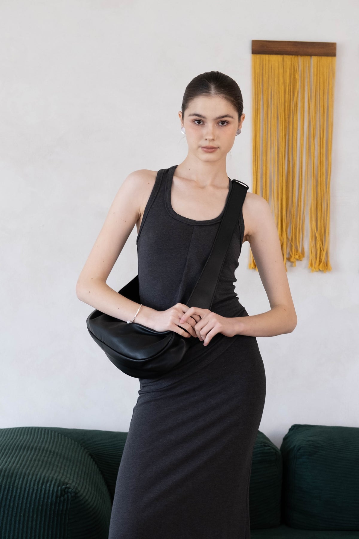 PU Soft Leather Pillow Bag in Classic Black