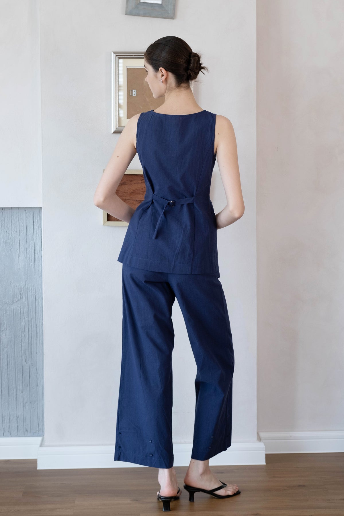 Navy Refined Curve Suit Set - Dark Blue
