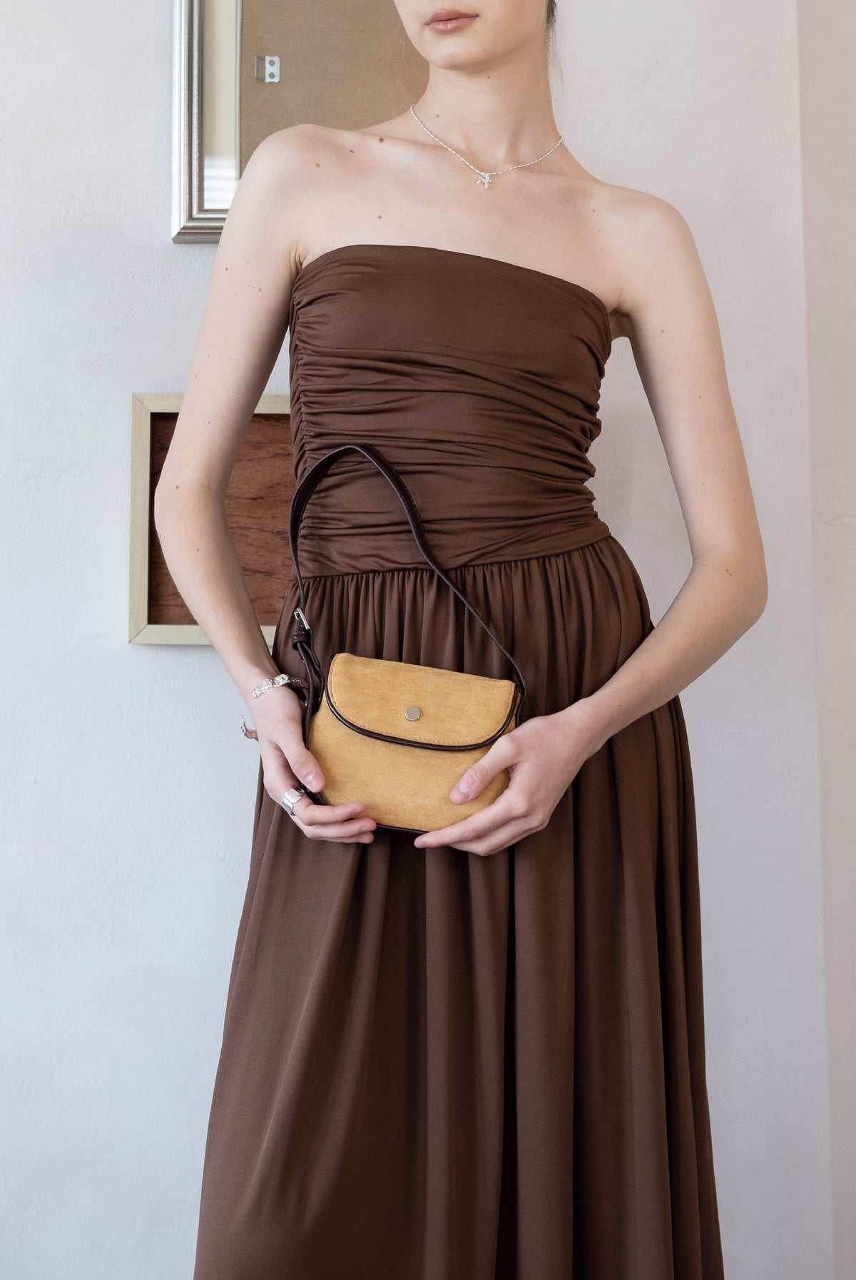 Classic Saddle Underarm Bag - Almond