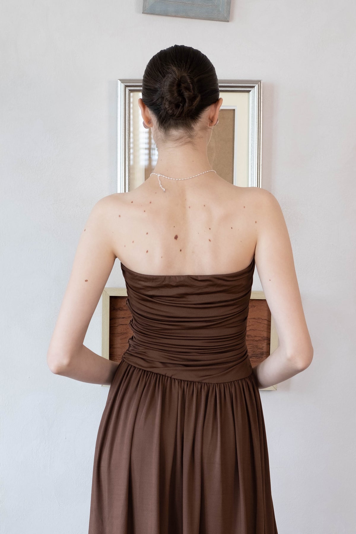 Luna Muse Draped Maxi Dress - Brown