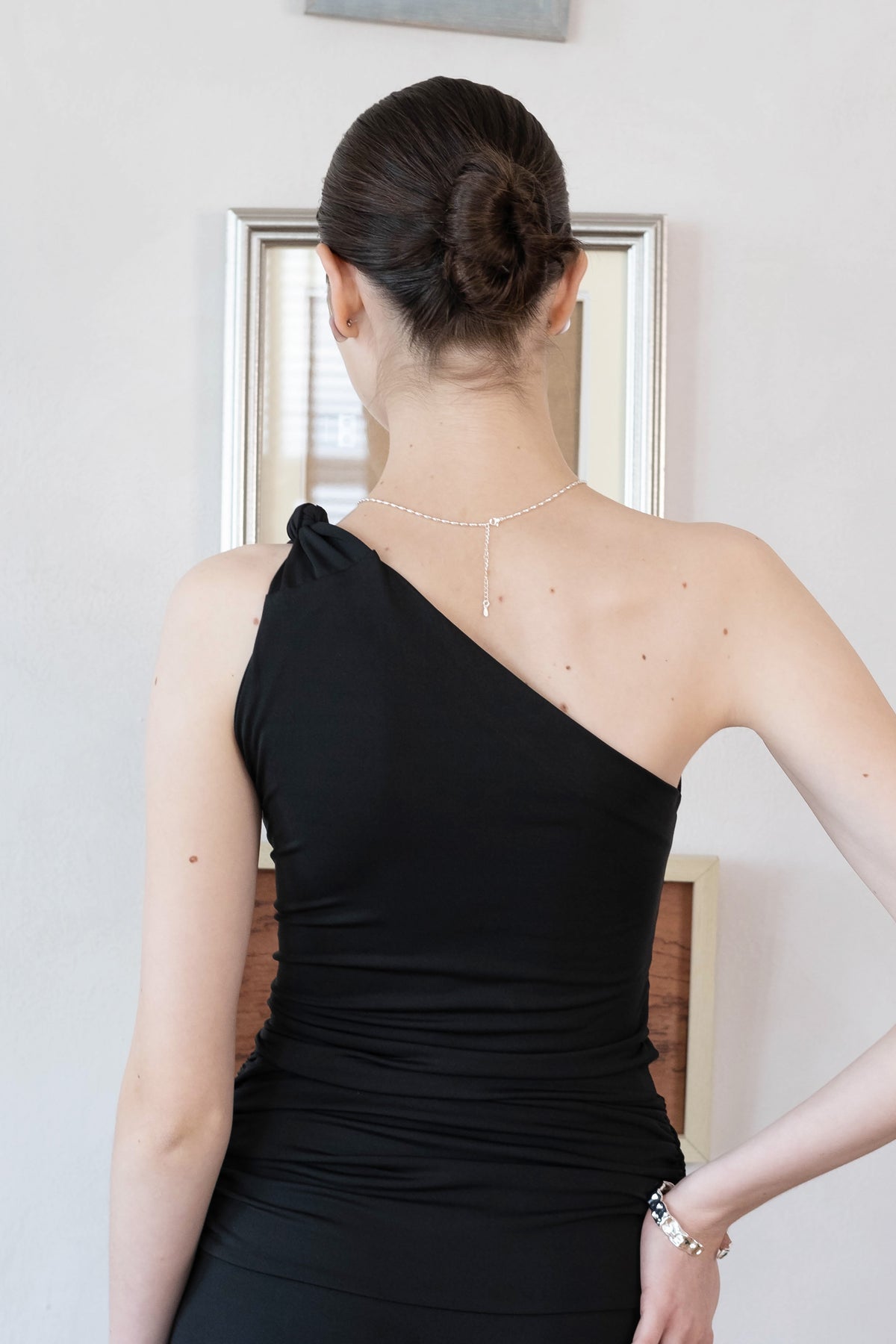 Soft Curve One-Shoulder Crop & Skirt Set - Classic Black