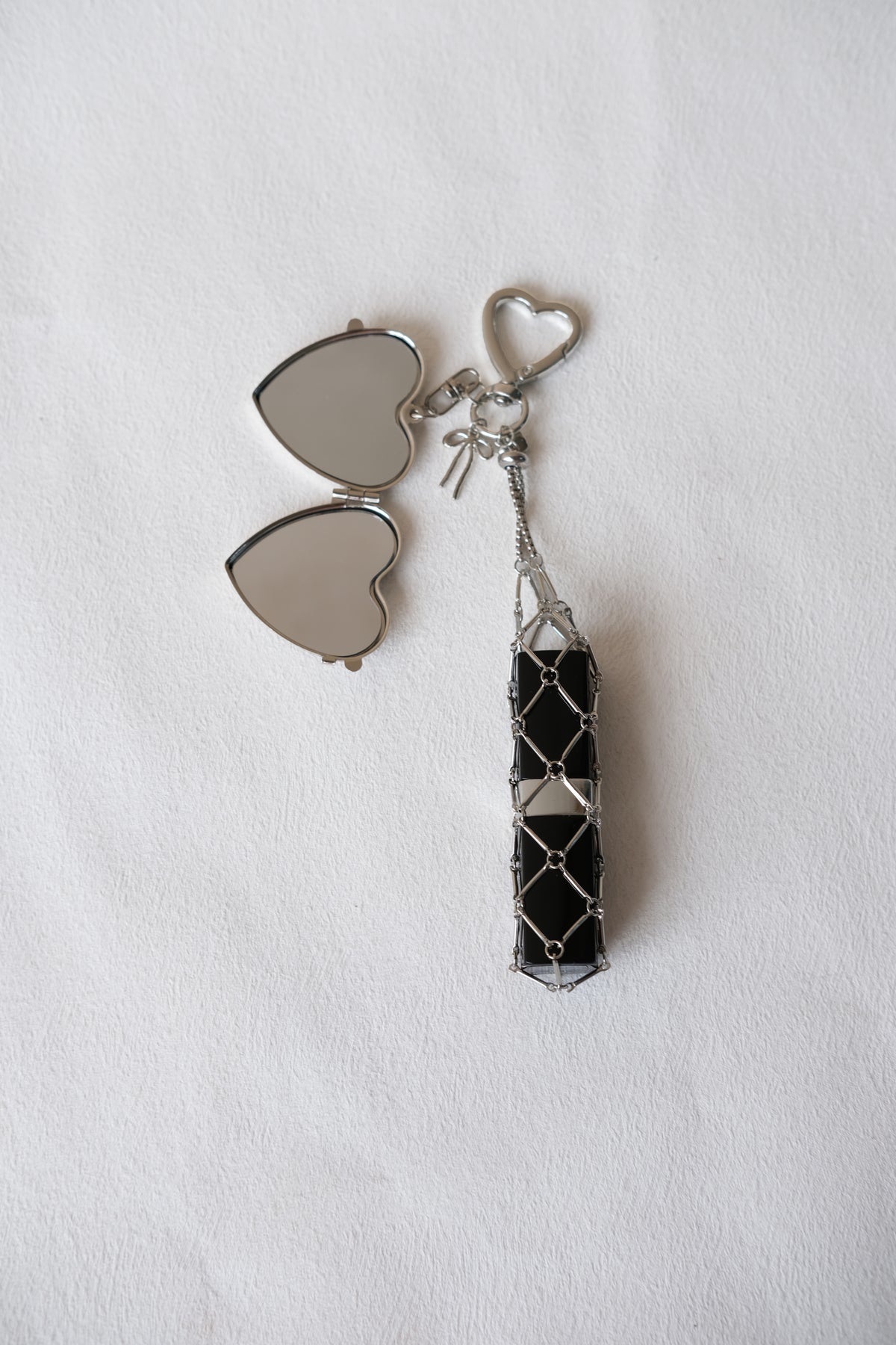 Classic Silver Lipstick Charm - Heart Shape