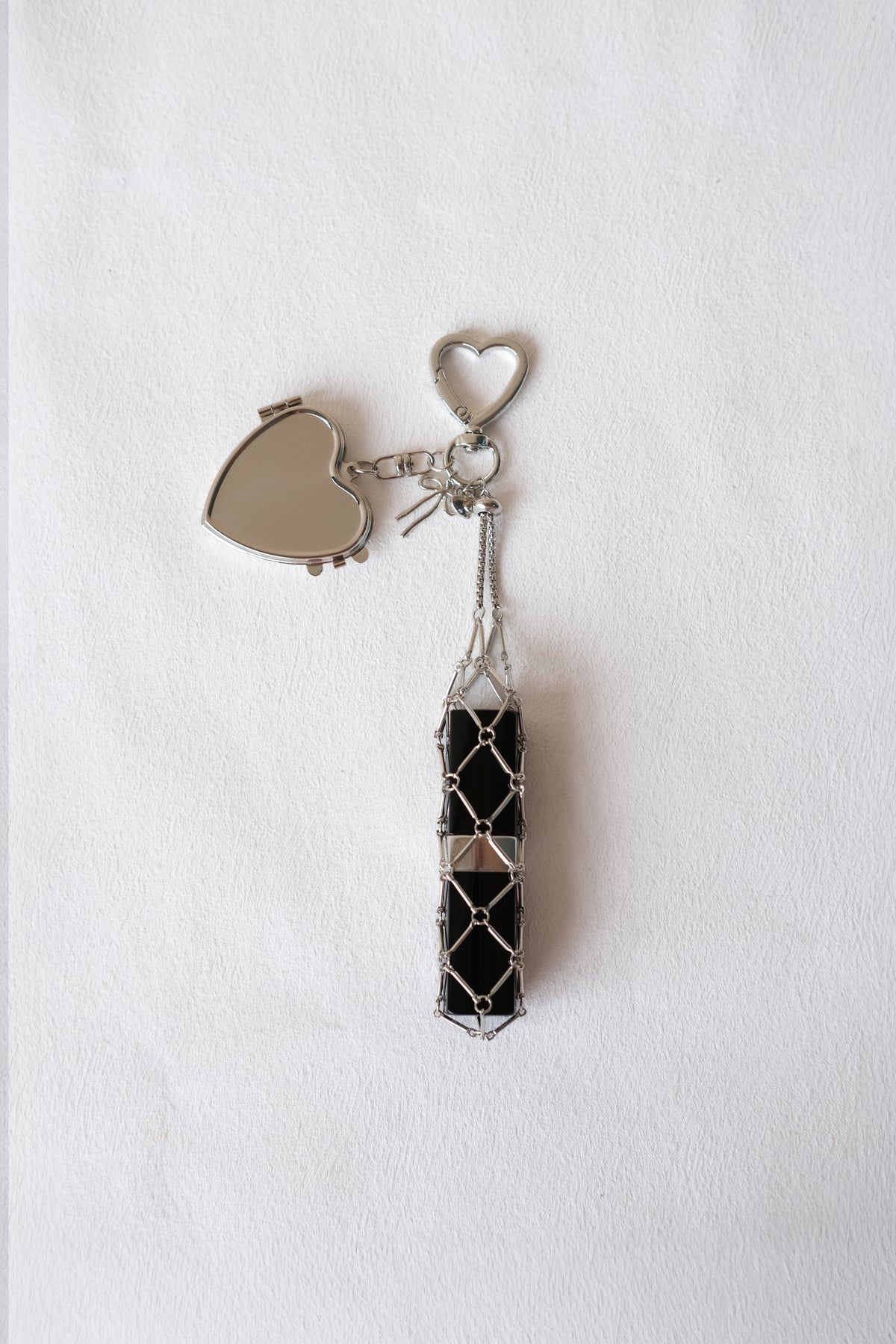 Classic Silver Lipstick Charm - Heart Shape
