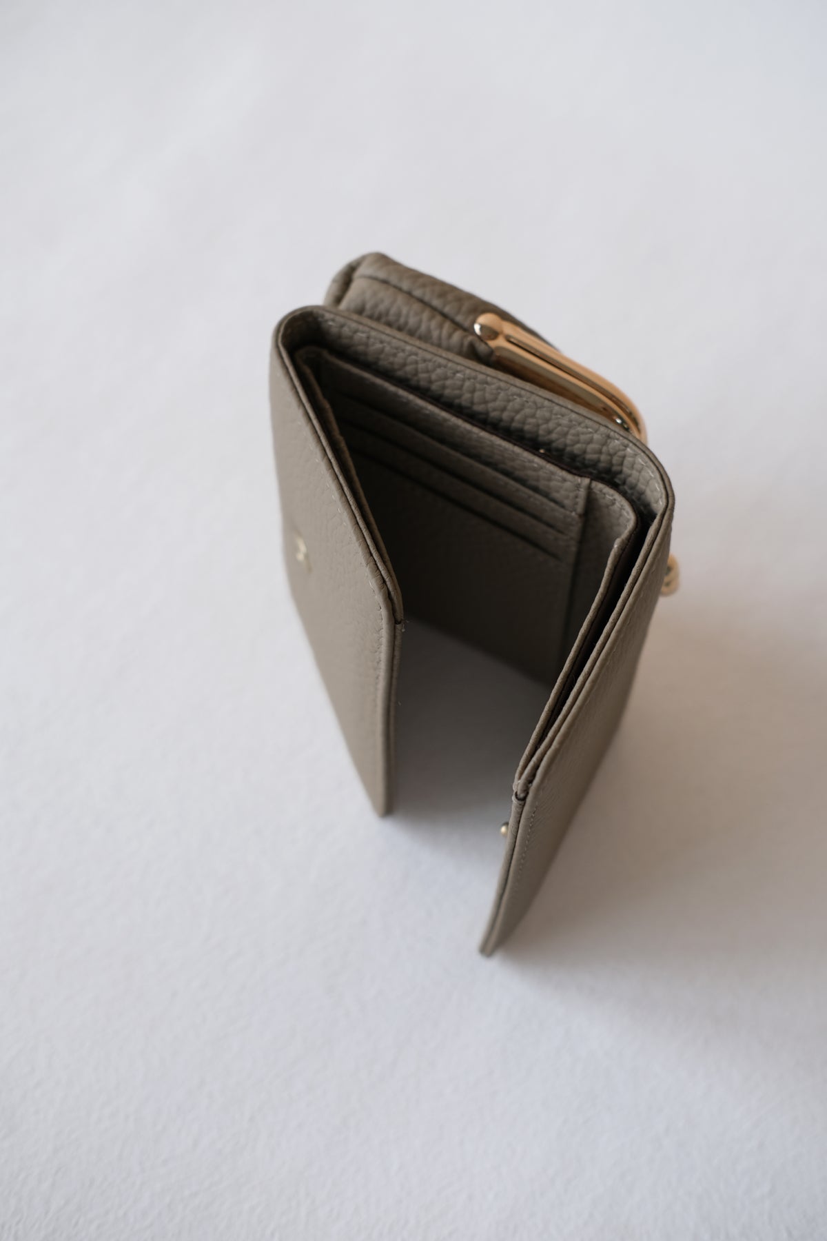 Signature Metal-Clasp Compact Wallet - Khaki