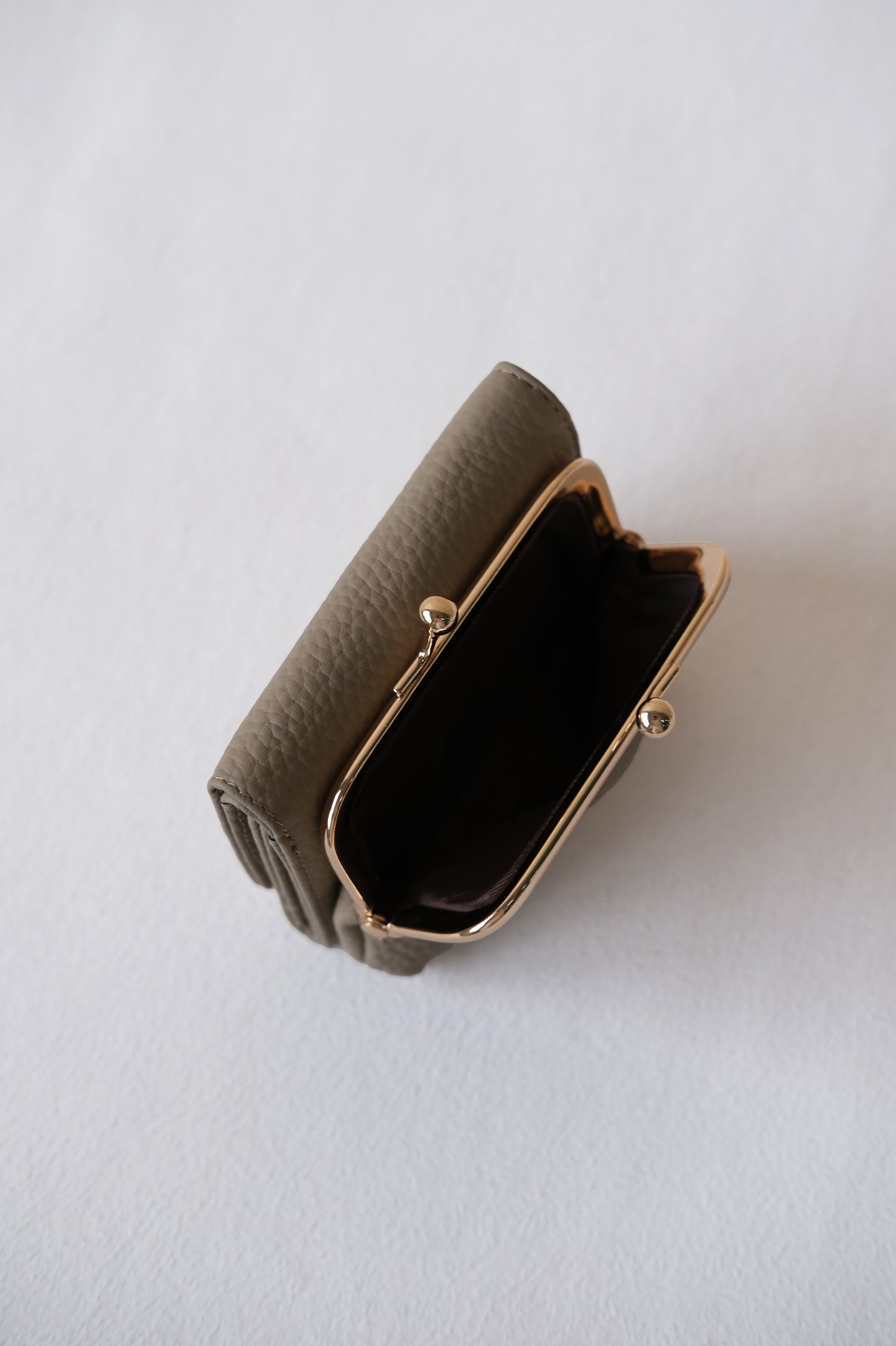 Signature Metal-Clasp Compact Wallet - Khaki