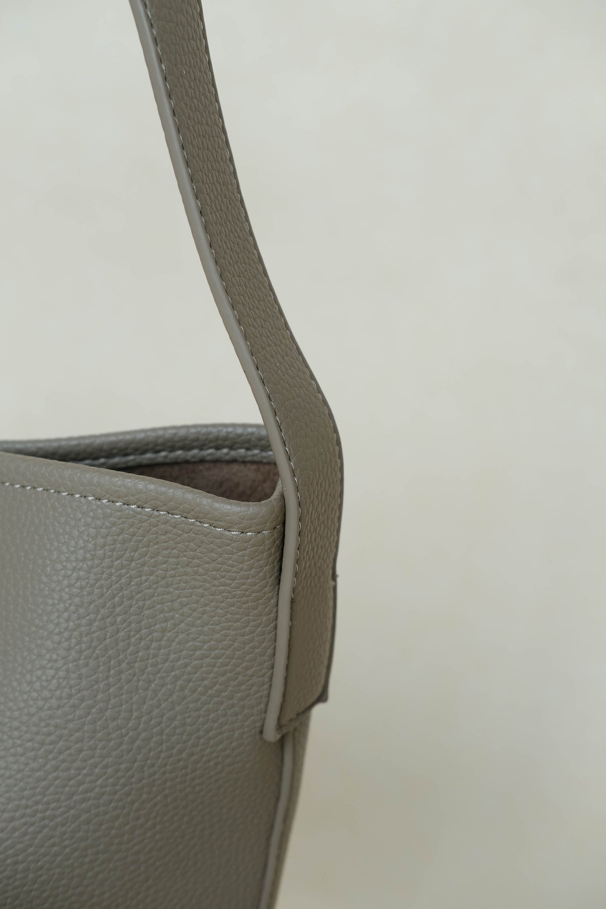 Large-Capacity Lychee Texture Shoulder/Crossbody Set In Light Mud