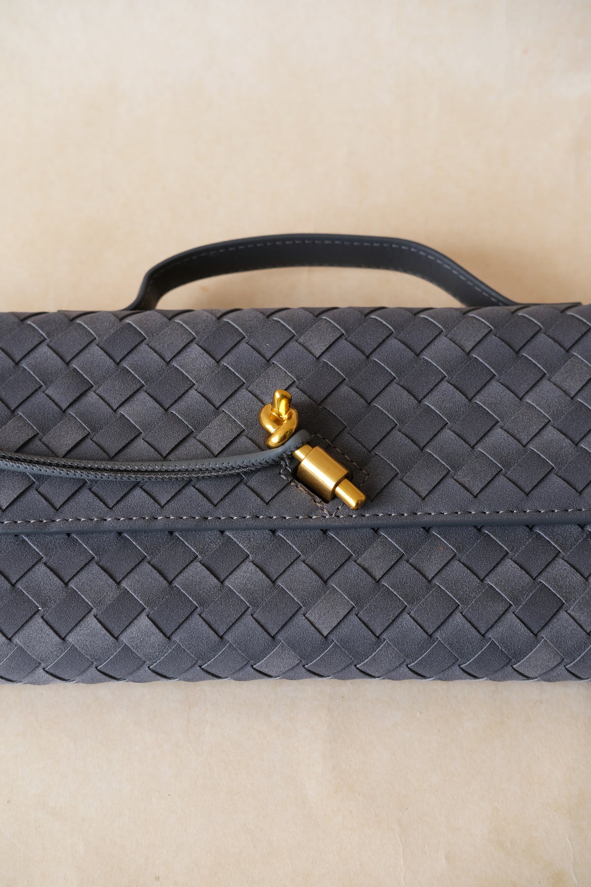 Artisan Crafted Flap Bag - Warm Grey