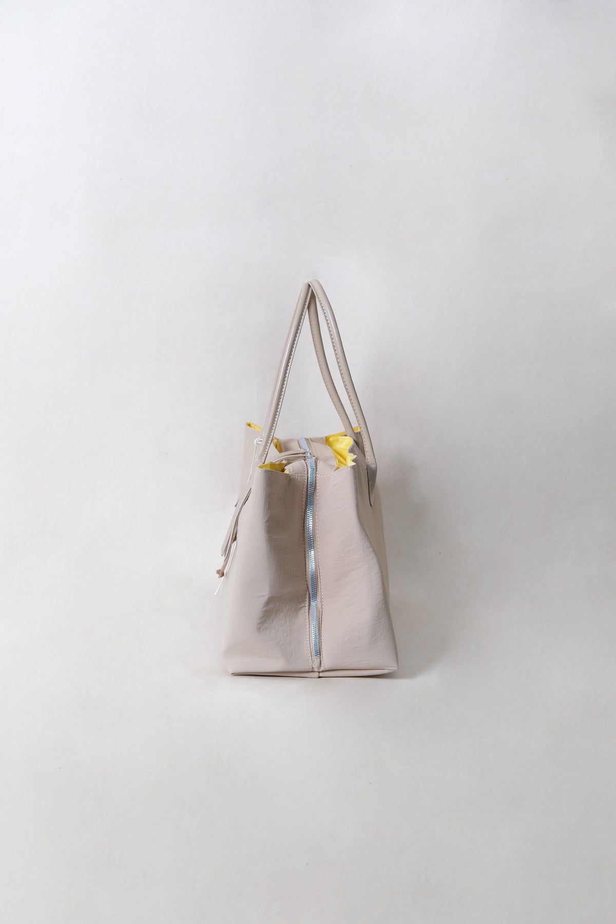 Classic Flow Vegan Leather Tote - Latte + Yellow (With Charm)